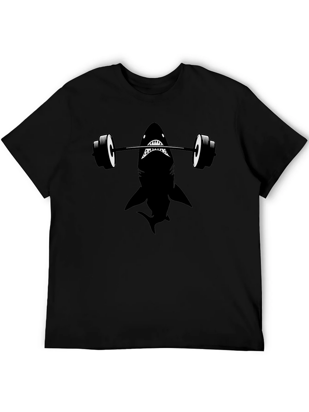 Weightlifting Shark Graphic Tee - Black Cotton T-Shirt