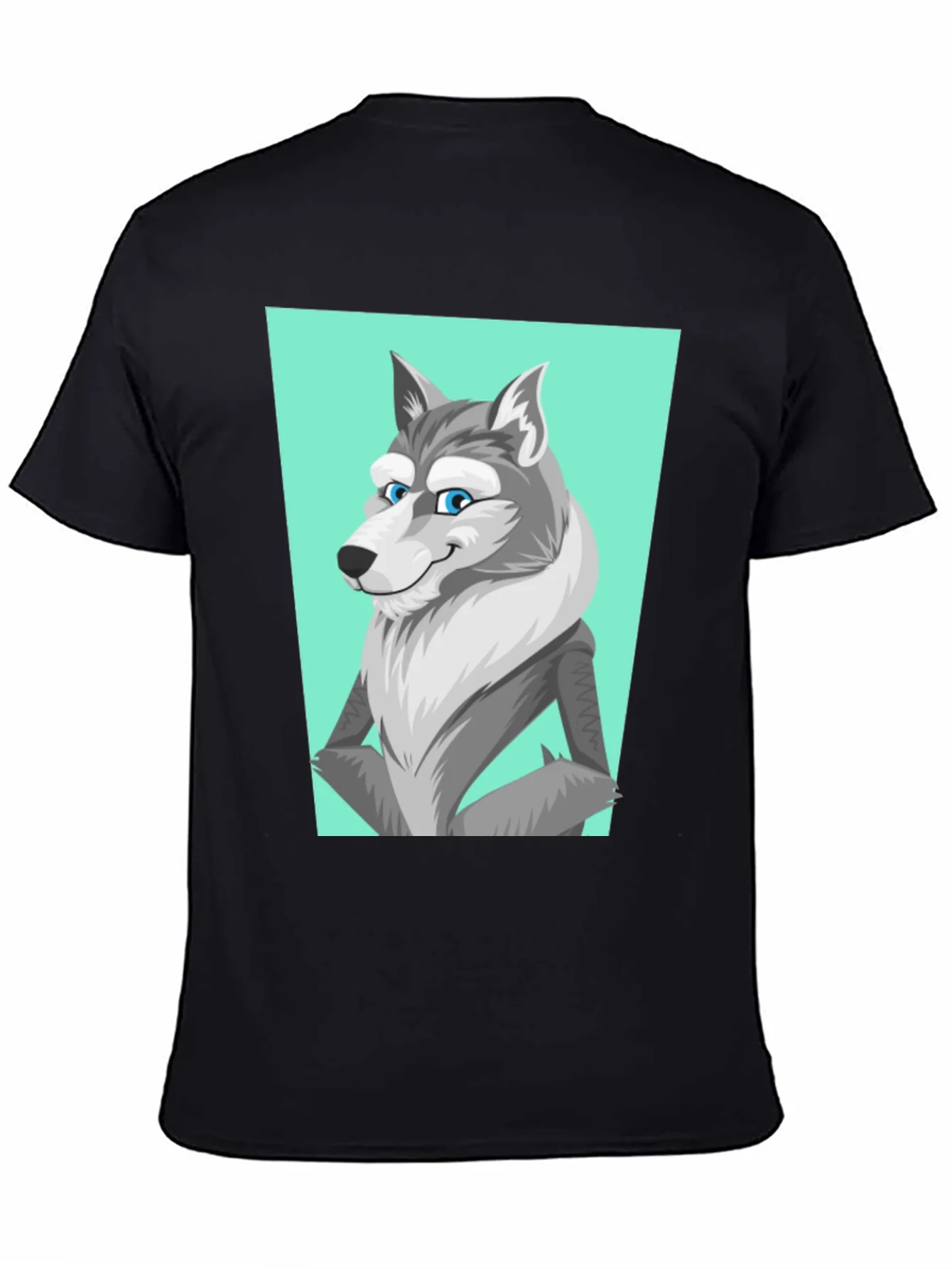 Cartoon Wolf Graphic Tee - Unisex Black T-Shirt