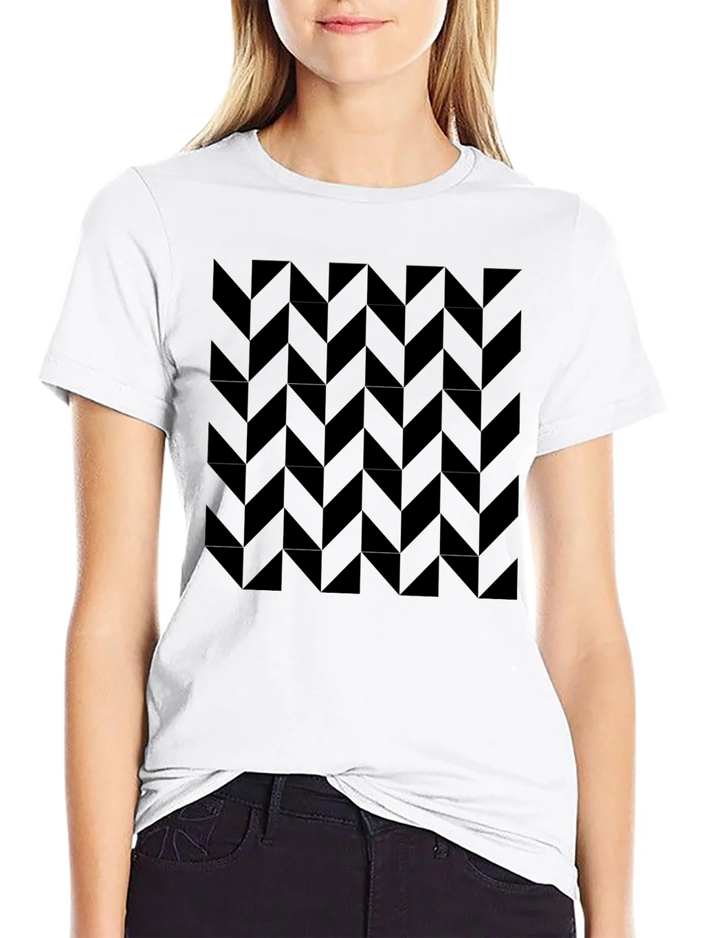 Modern Black Chevron Pattern T-Shirt