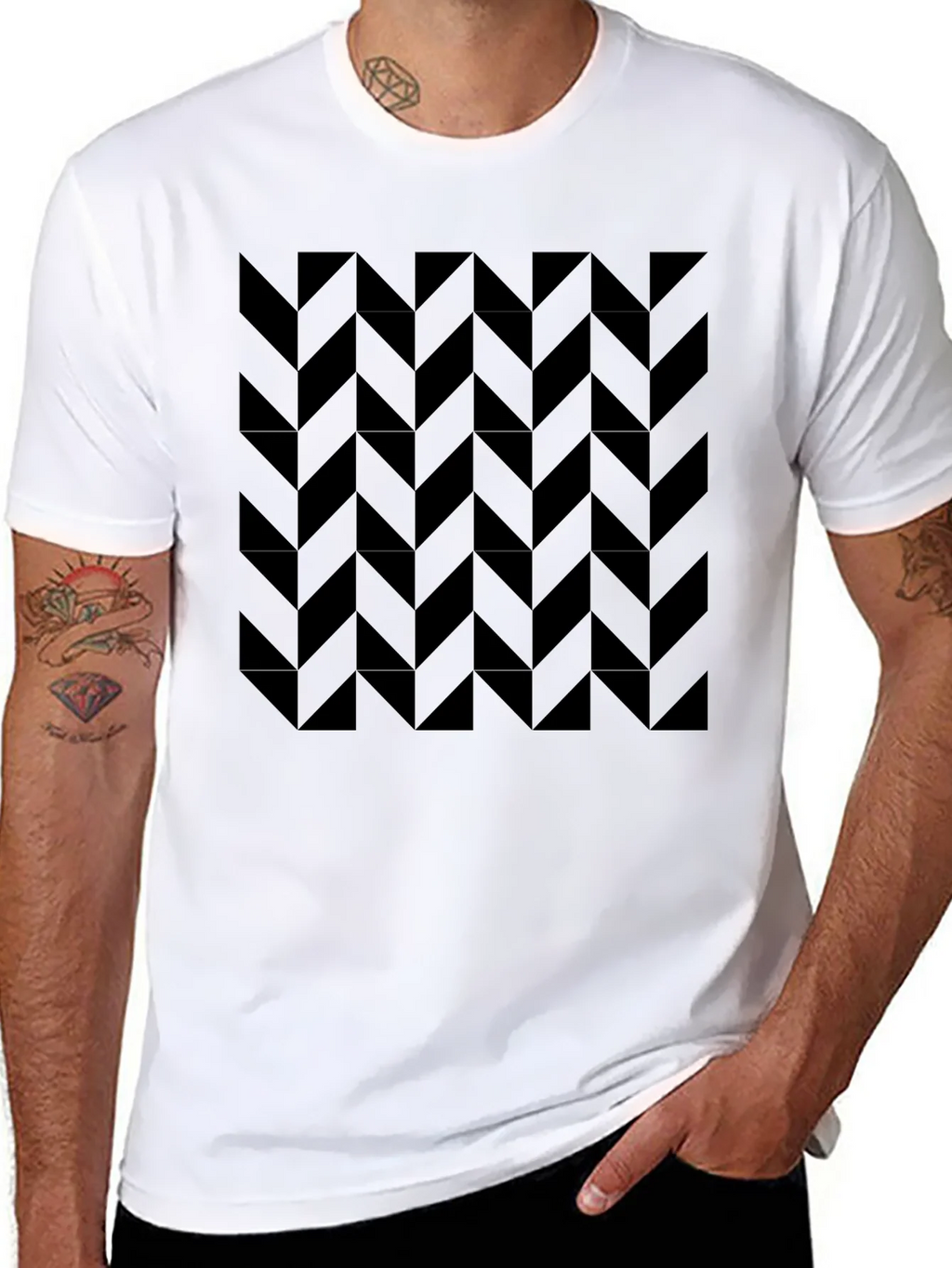 Modern Black Chevron Pattern T-Shirt