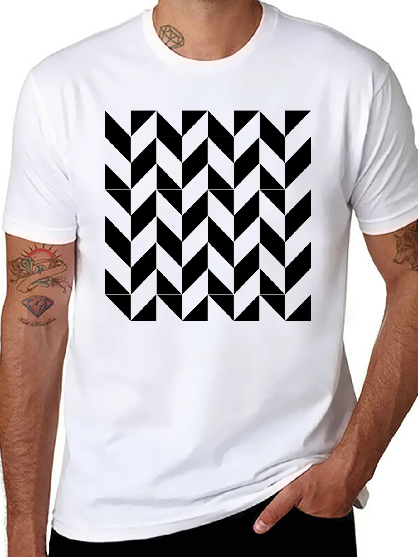 Modern Black Chevron Pattern T-Shirt