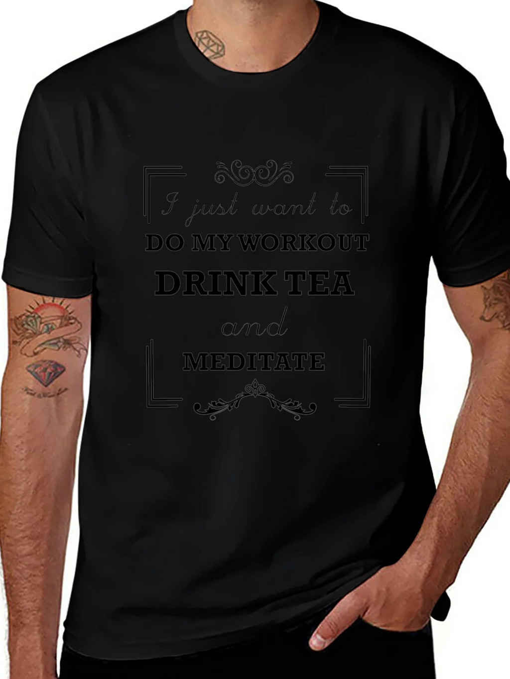 Workout Tea Meditate Black T-Shirt