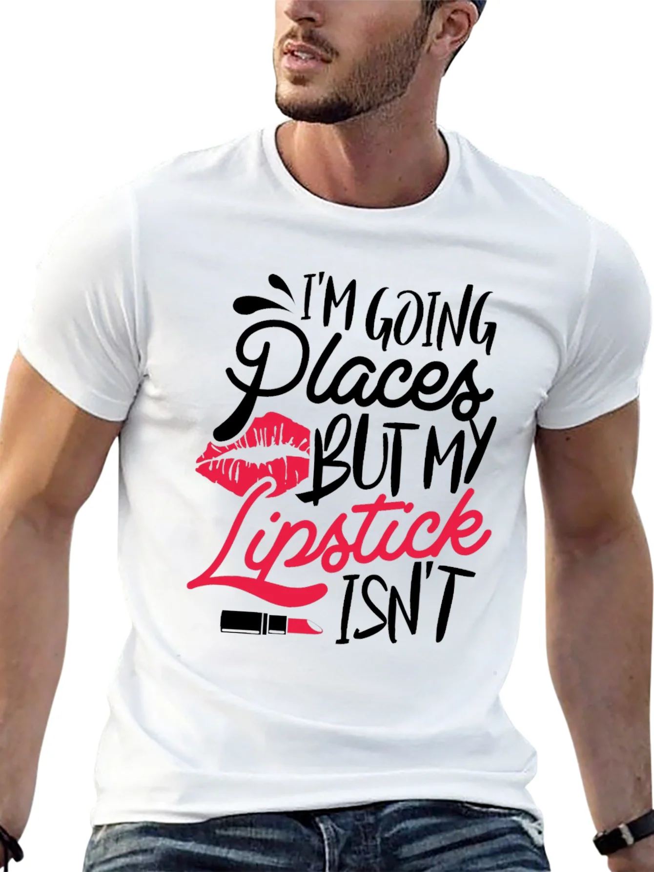 Im Going Places T-Shirt with Lipstick Graphic