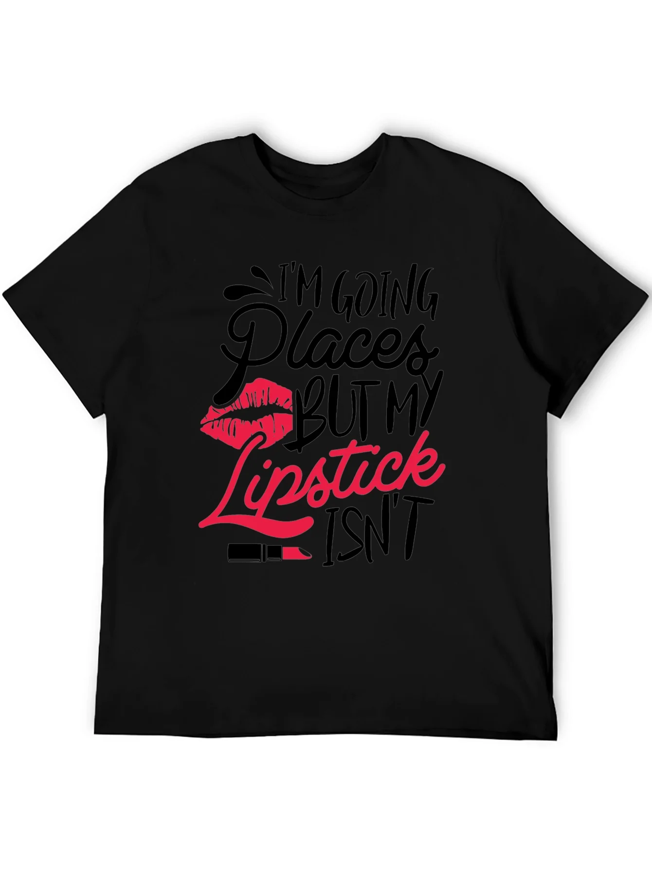 Im Going Places T-Shirt with Lipstick Graphic