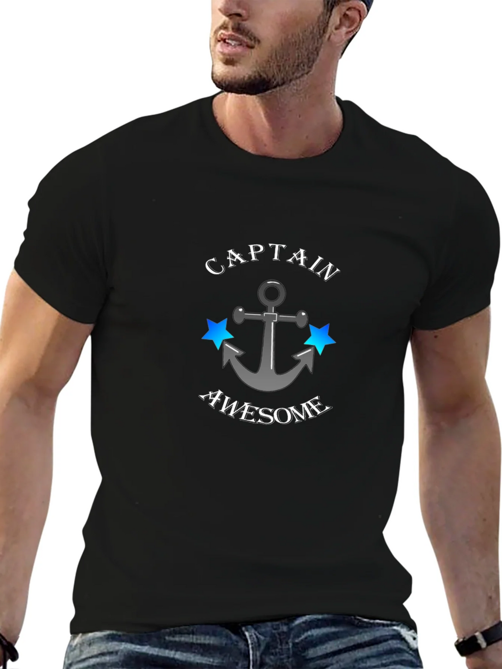 Captain Awesome Anchor Graphic Mens T-Shirt