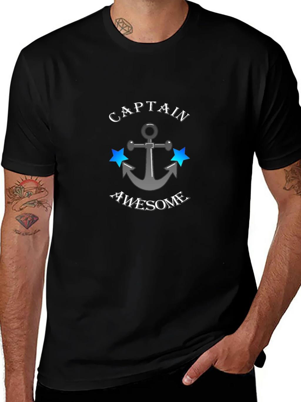 Captain Awesome Anchor Graphic Mens T-Shirt