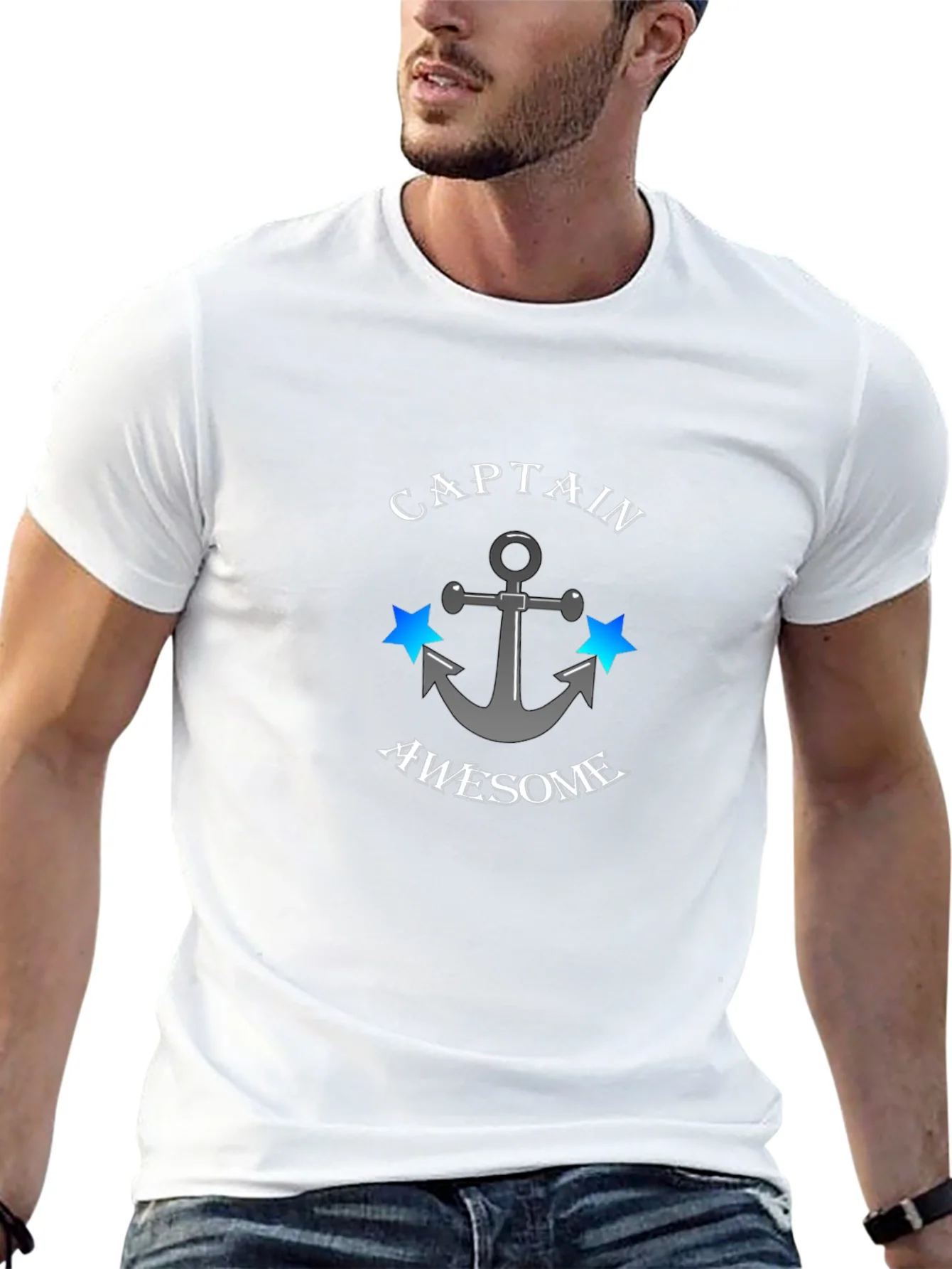 Captain Awesome Anchor Graphic Mens T-Shirt