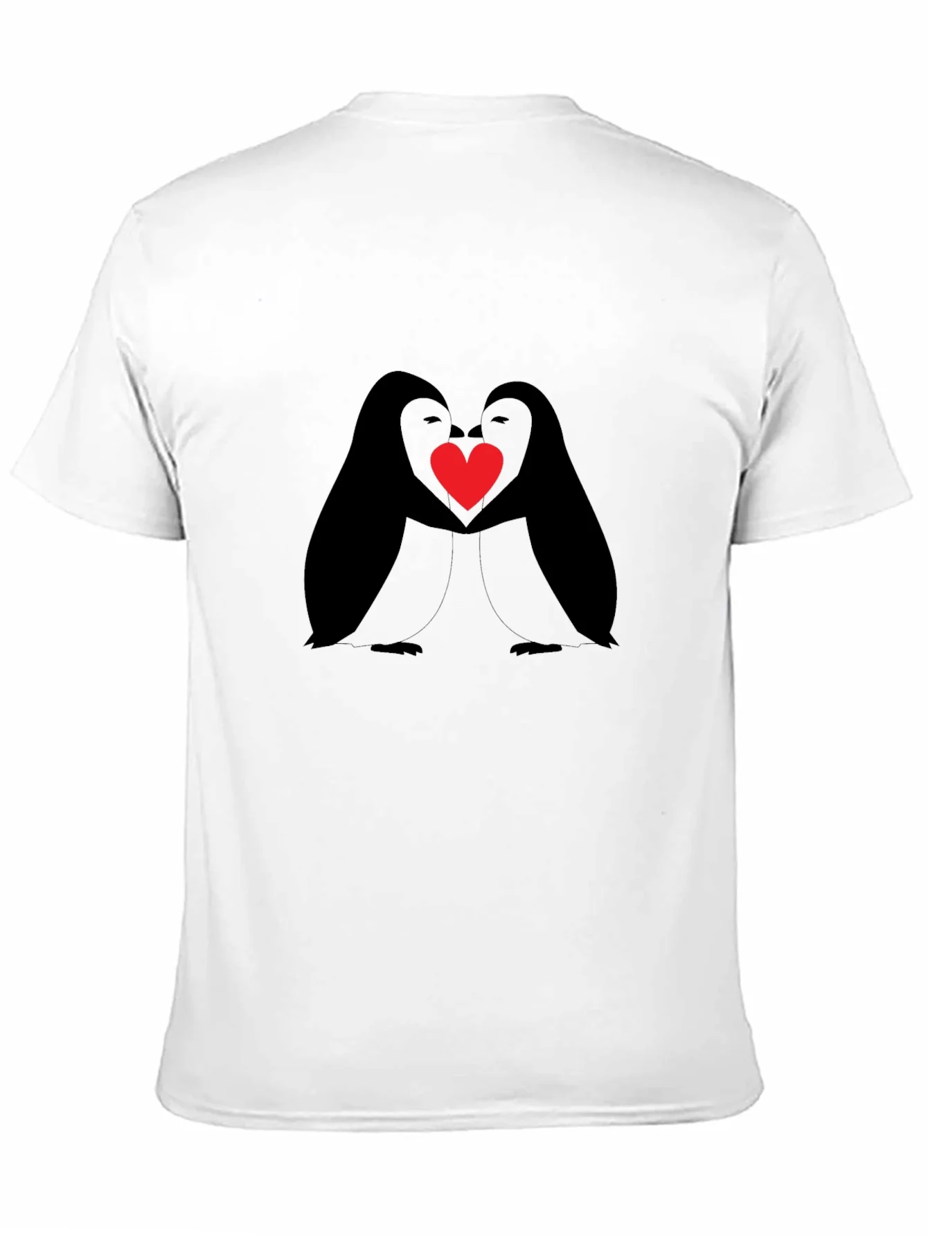 Penguin Love Heart Graphic Black T-Shirt