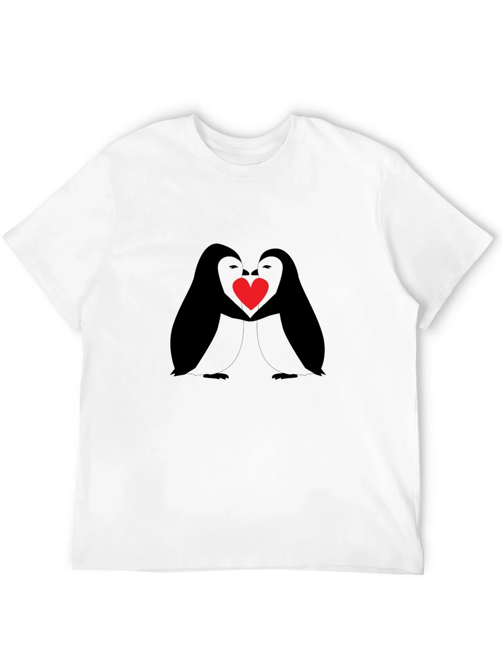 Penguin Love Heart Graphic Black T-Shirt
