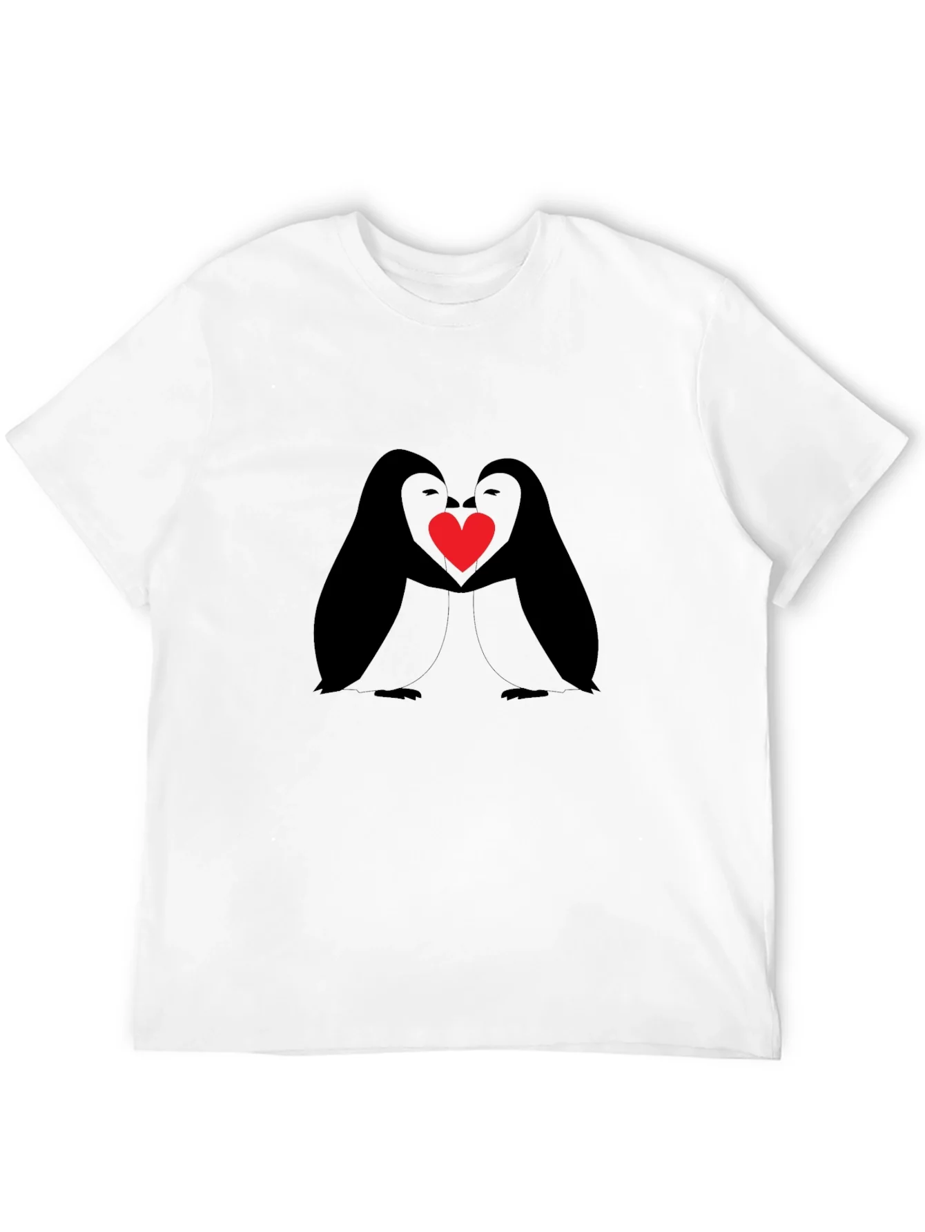 Penguin Love Heart Graphic Black T-Shirt