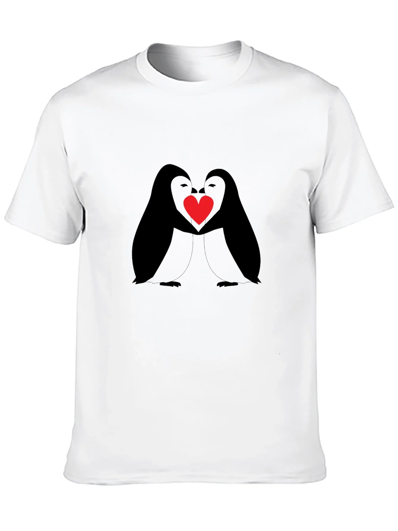 Penguin Love Heart Graphic Black T-Shirt