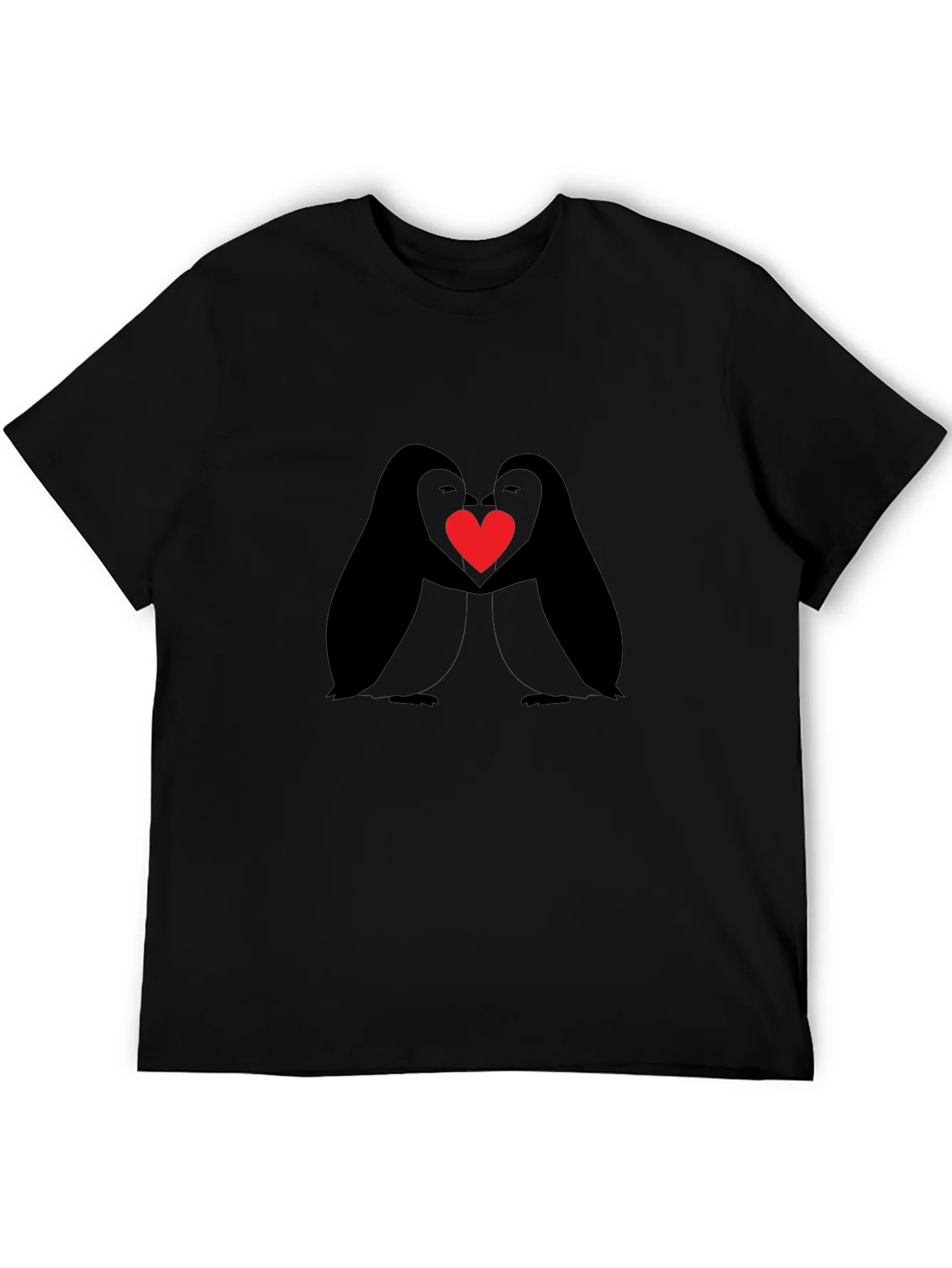 Penguin Love Heart Graphic Black T-Shirt