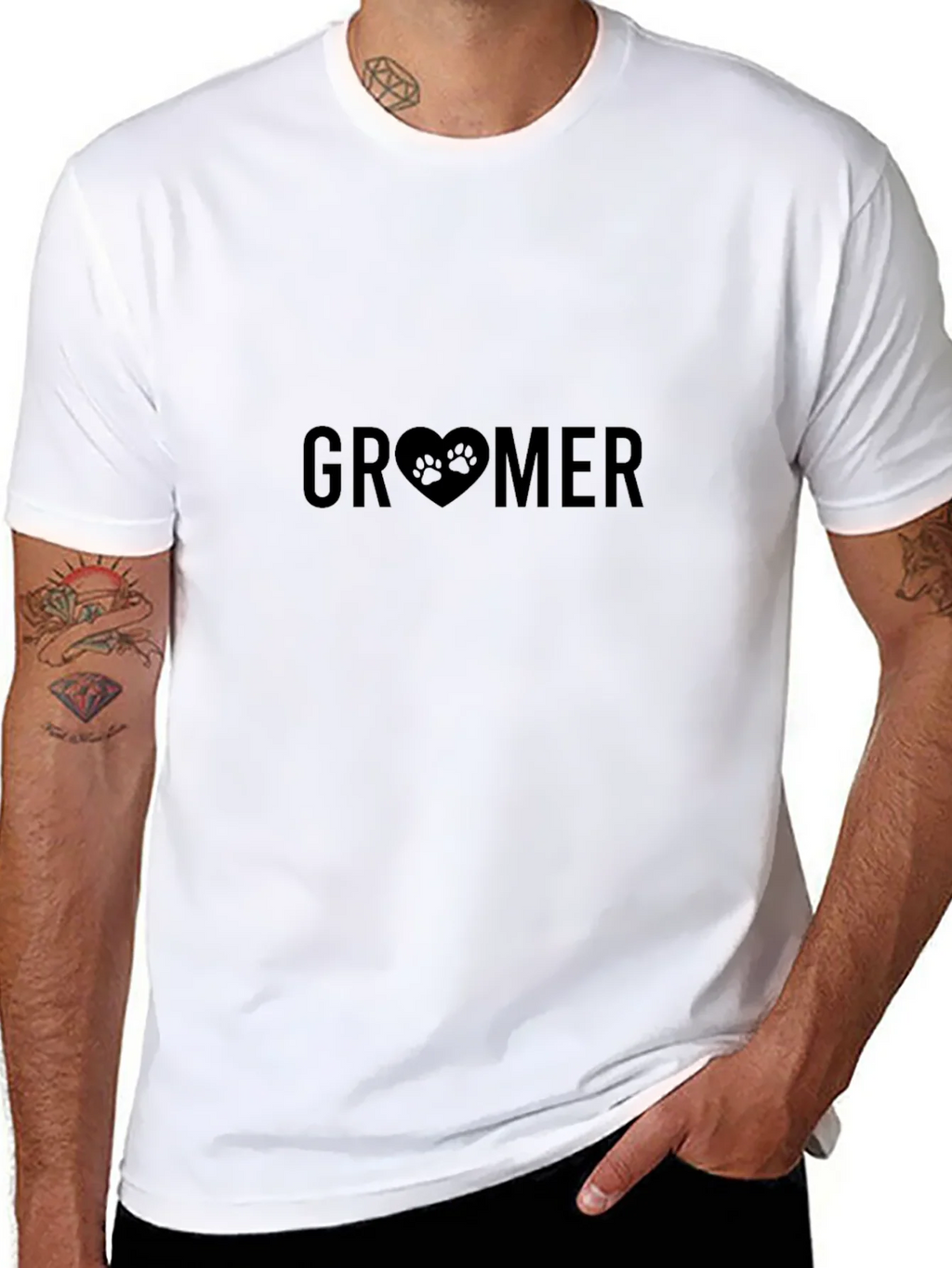 Groomer Paw Print Heart T-Shirt