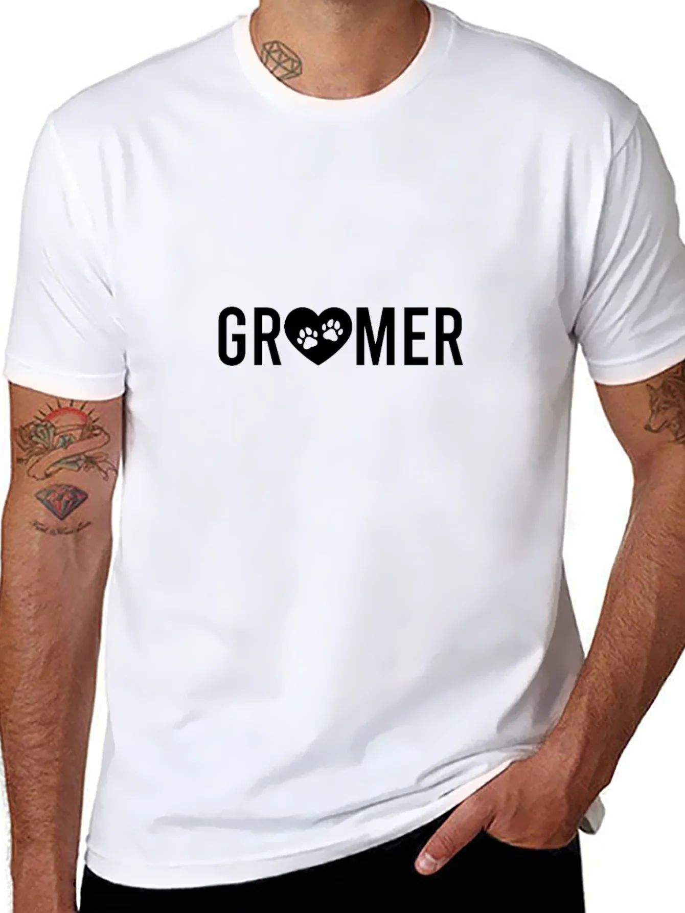 Groomer Paw Print Heart T-Shirt