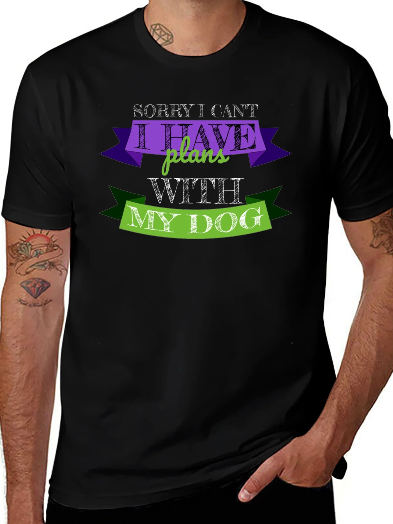 Dog Lover T-Shirt: Sorry I Cant Plans With My Dog Black Tee