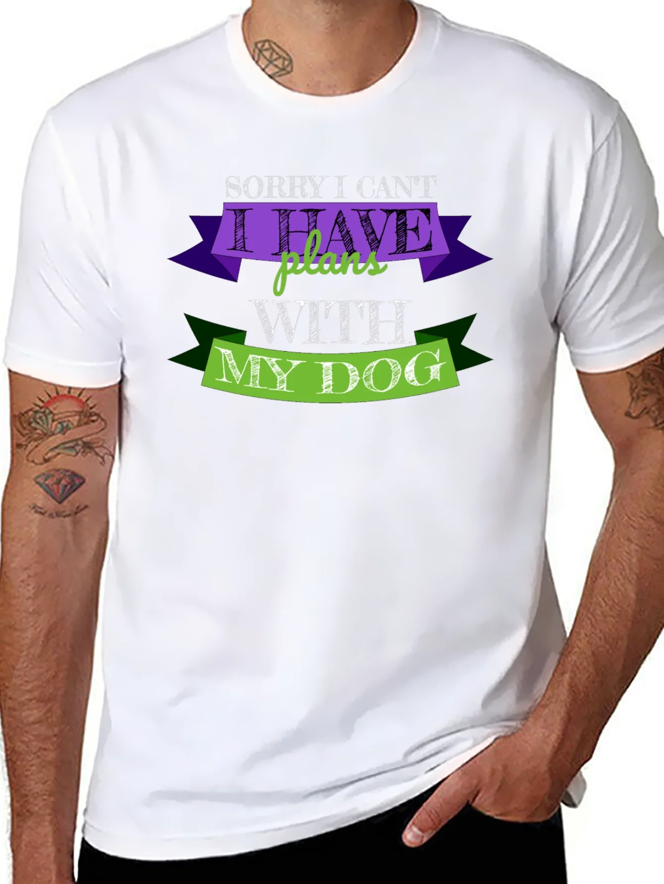 Dog Lover T-Shirt: Sorry I Cant Plans With My Dog Black Tee