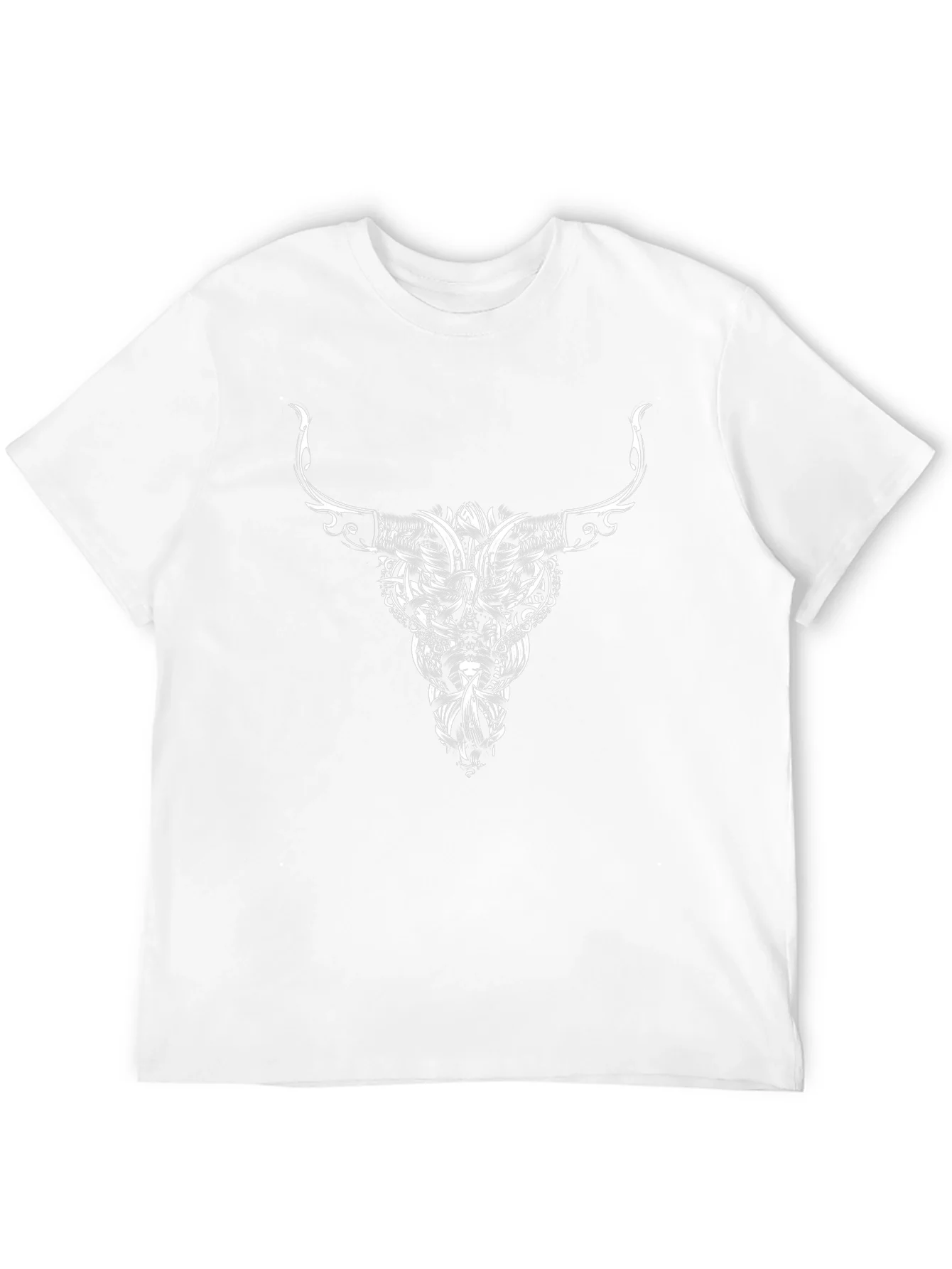 Black Tee with Bull Skull Tribal Art