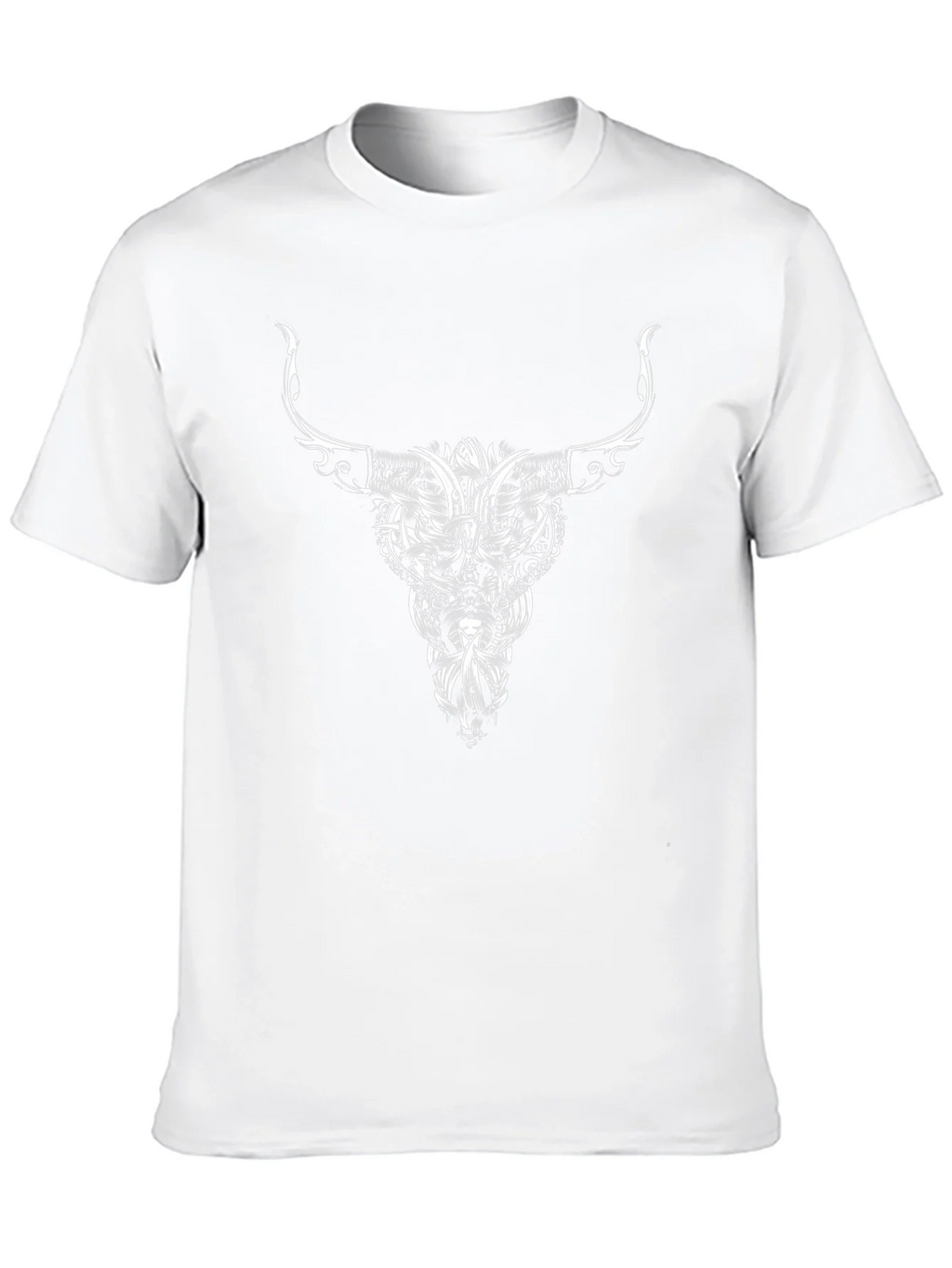 Black Tee with Bull Skull Tribal Art