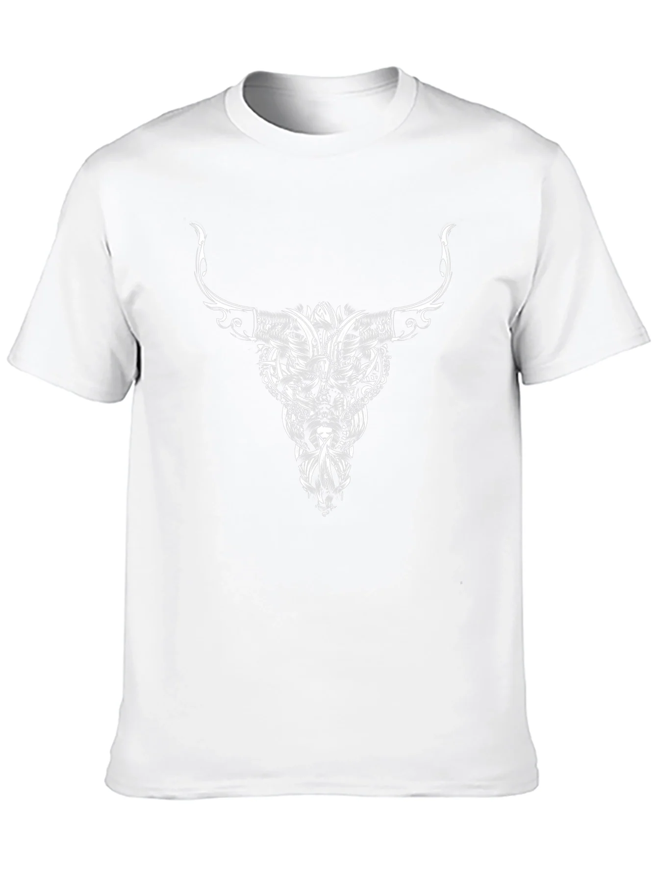 Black Tee with Bull Skull Tribal Art
