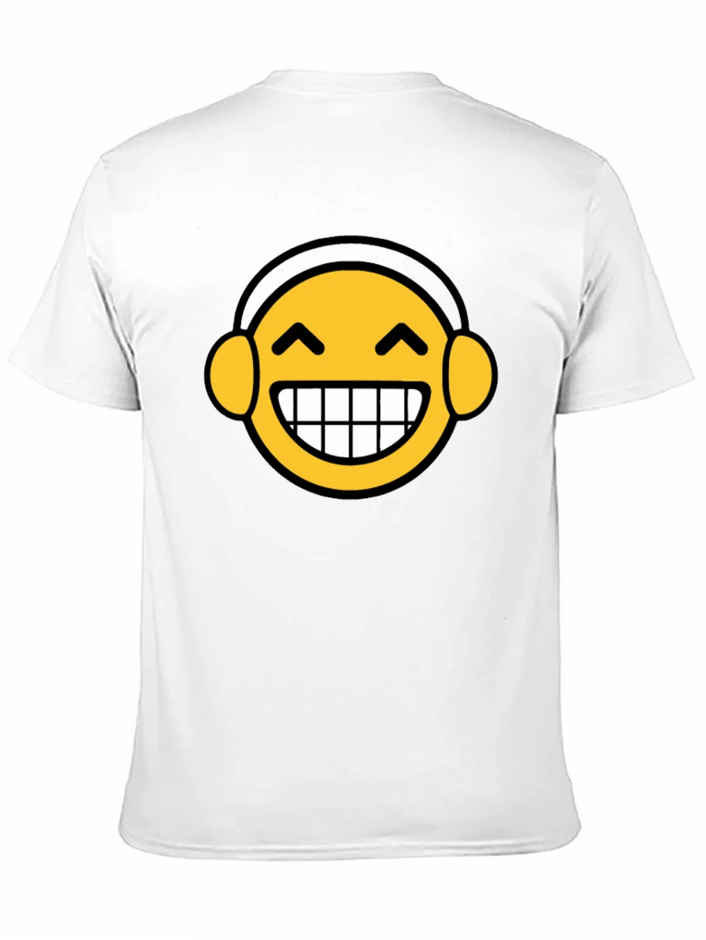 Funny Emoji Headphone Graphic Tee - Black