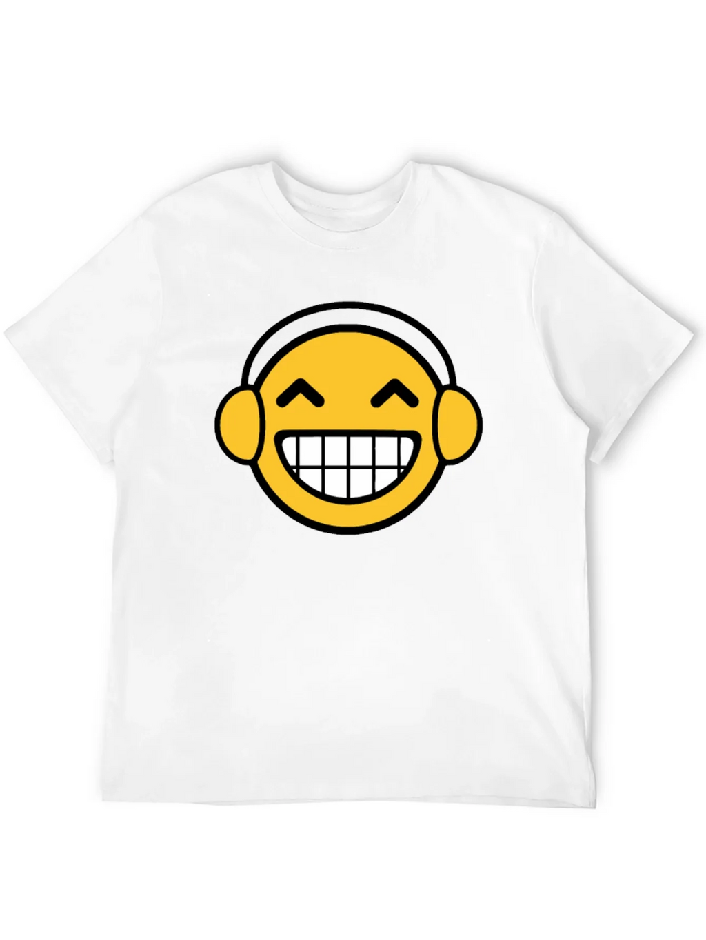 Funny Emoji Headphone Graphic Tee - Black