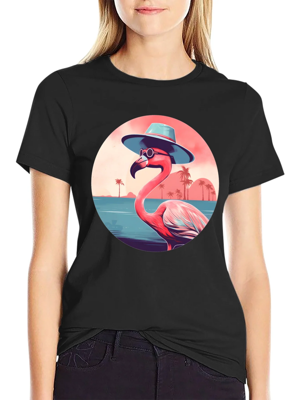 Tropical Flamingo Graphic Tee - Summer Vibes