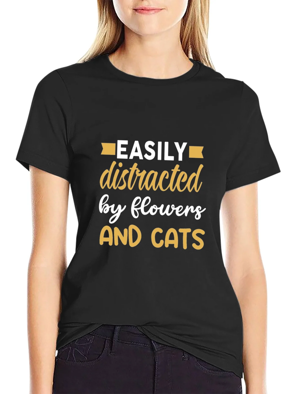 Easily Distracted By Flowers & Cats T-Shirt