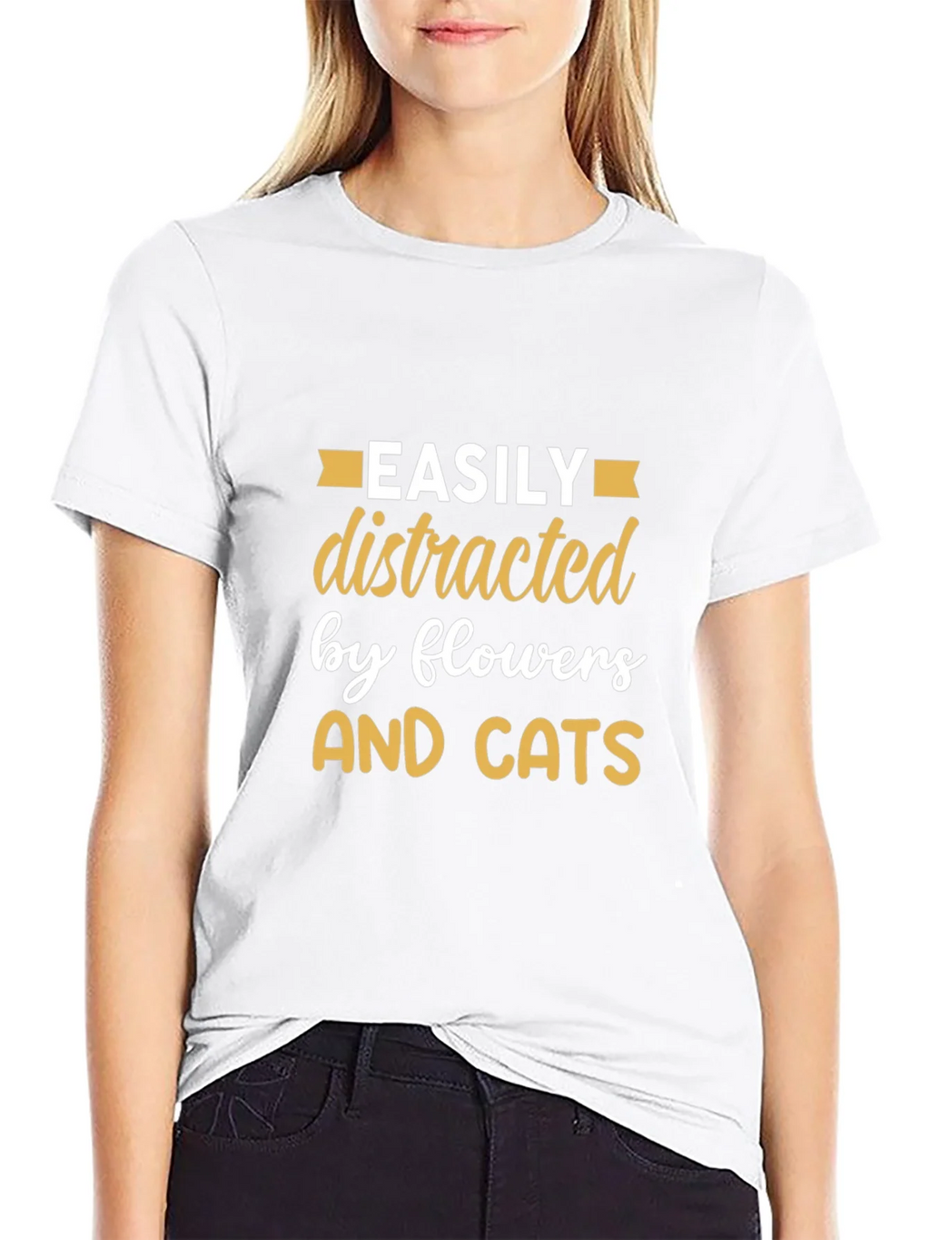 Easily Distracted By Flowers & Cats T-Shirt