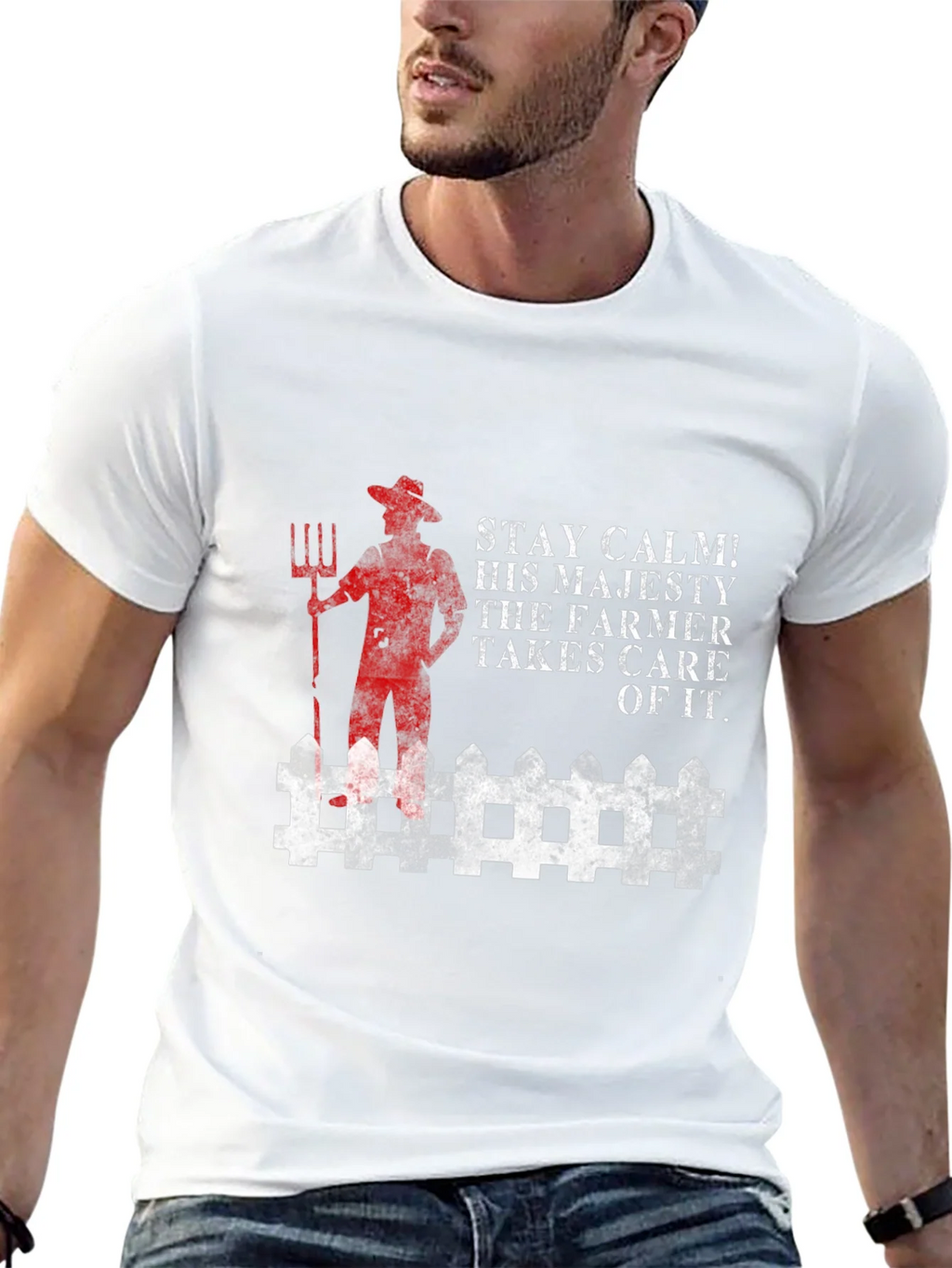Stay Calm Farmer T-Shirt - Black Cotton Blend