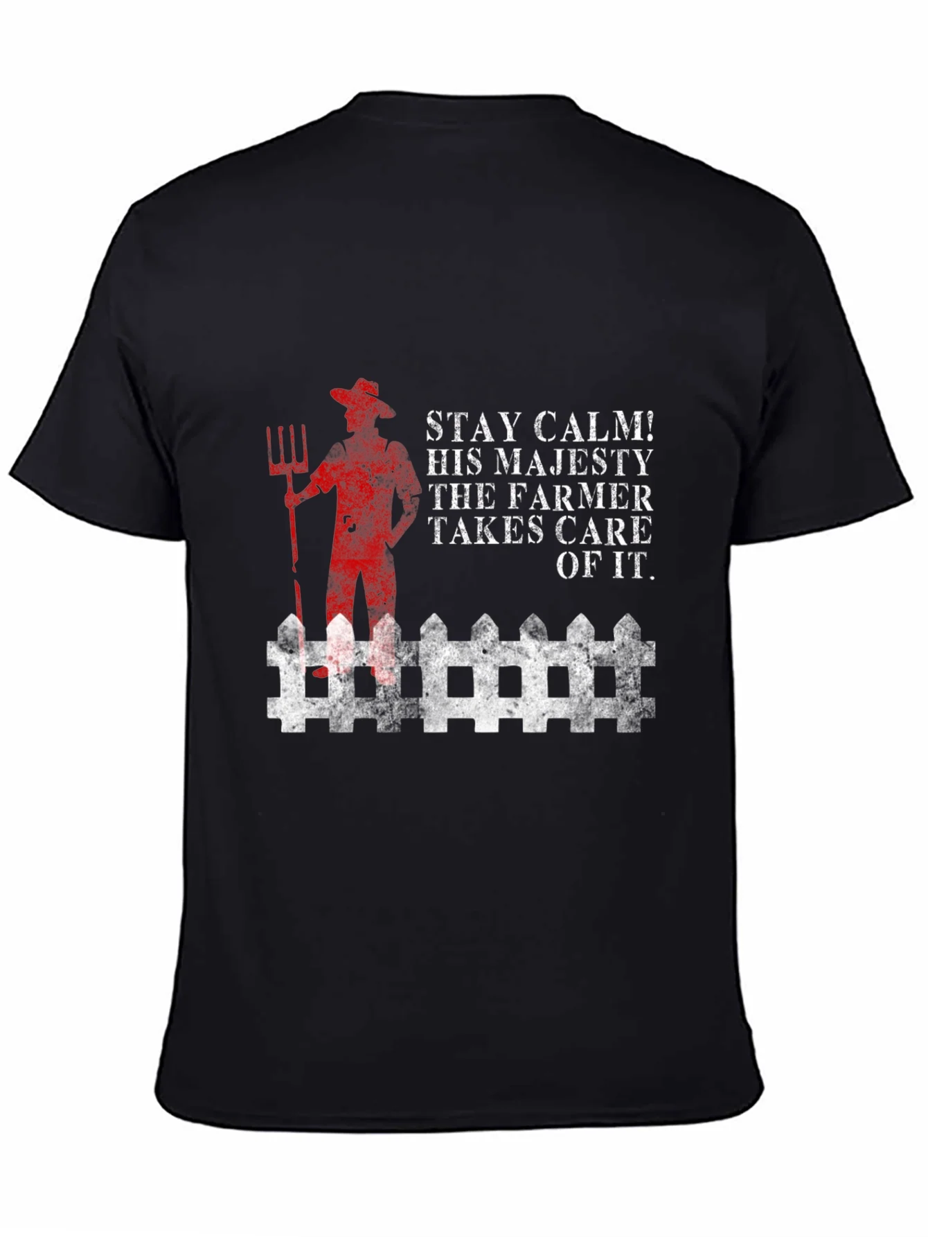 Stay Calm Farmer T-Shirt - Black Cotton Blend