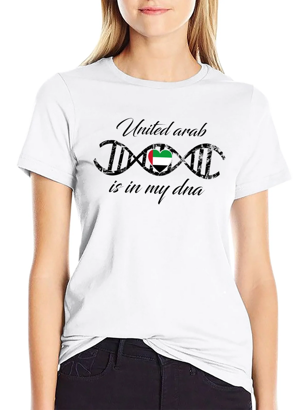 United Arab Emirates DNA Heart T-Shirt - Black