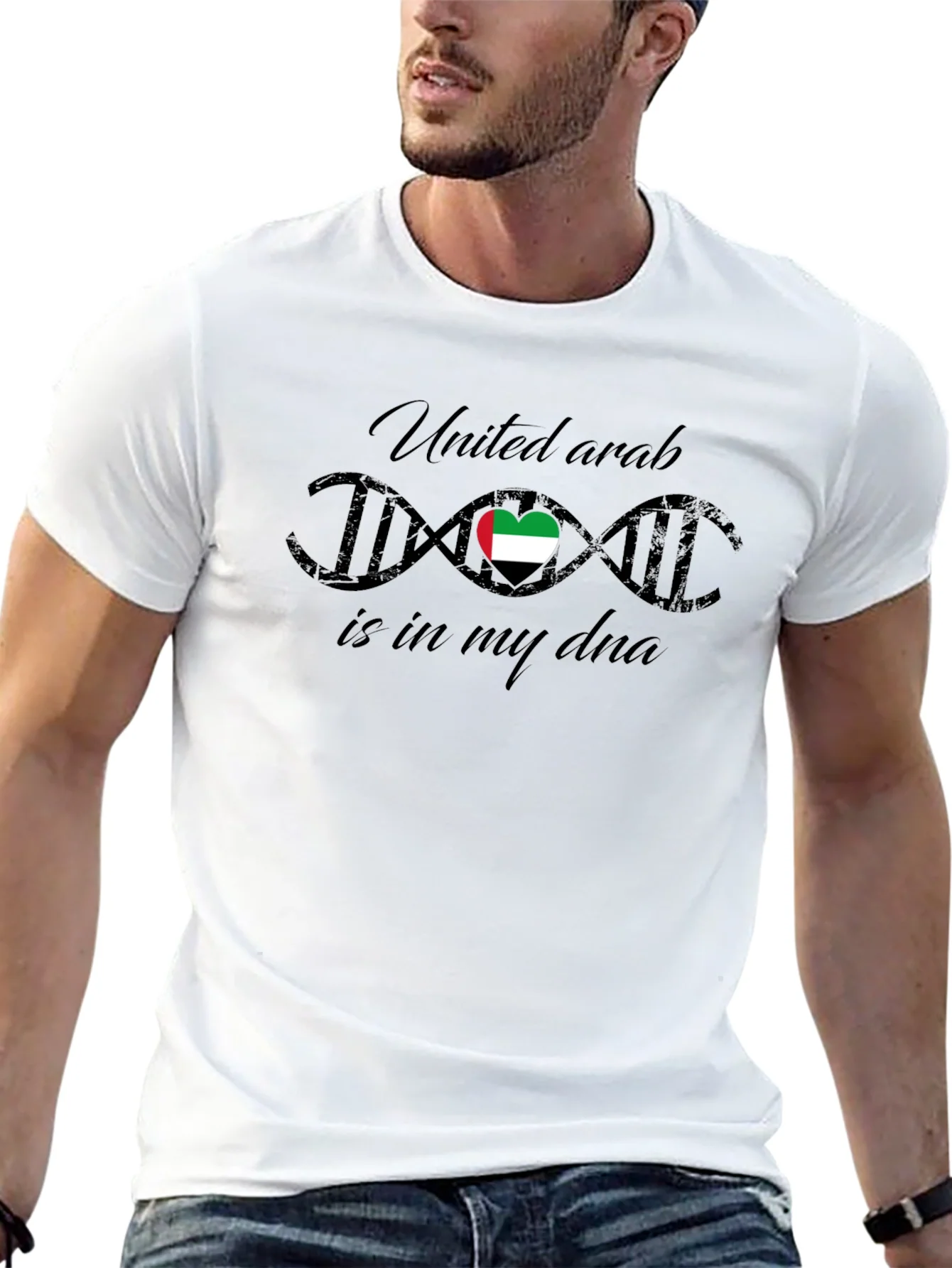 United Arab Emirates DNA Heart T-Shirt - Black