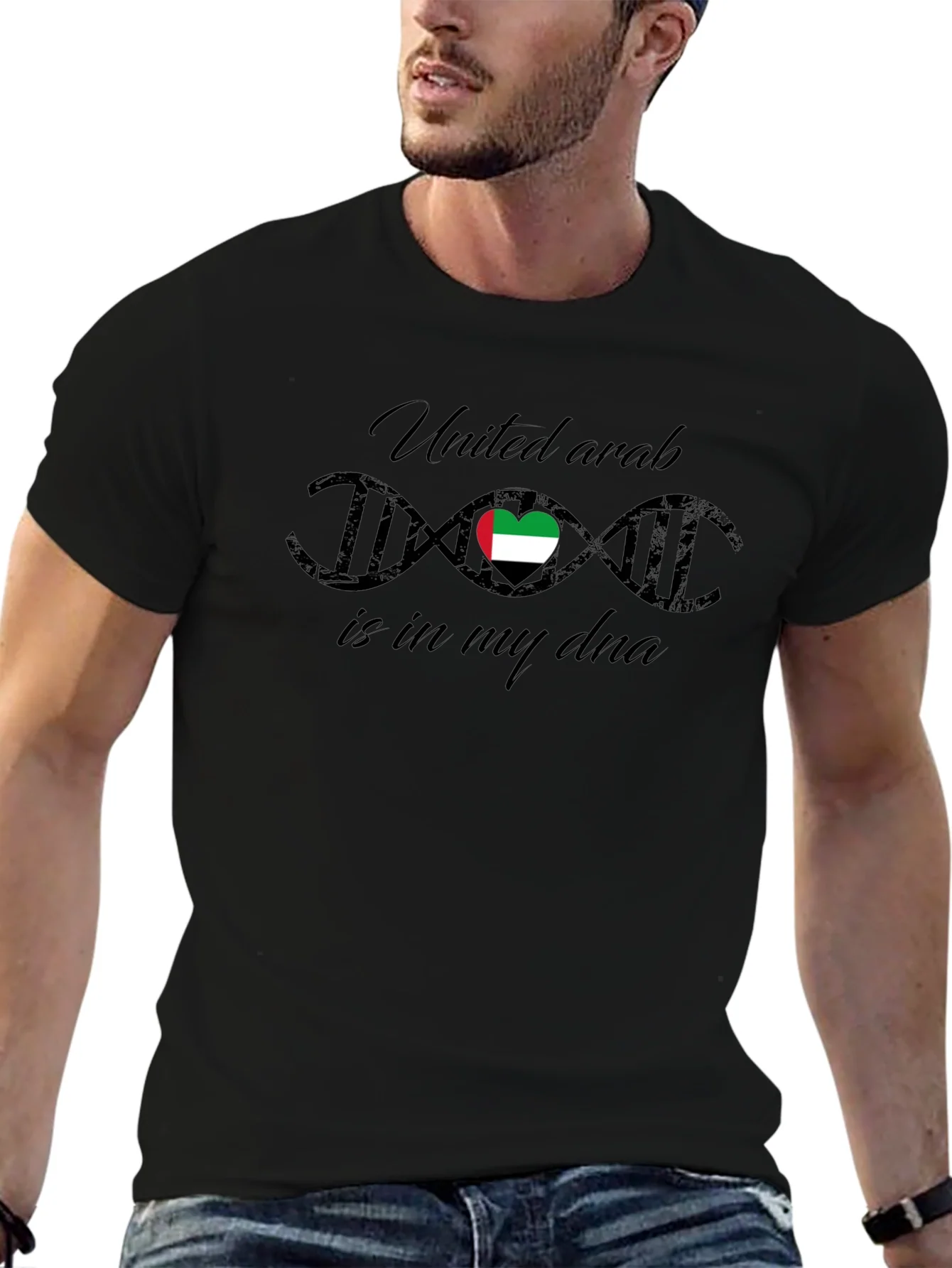 United Arab Emirates DNA Heart T-Shirt - Black