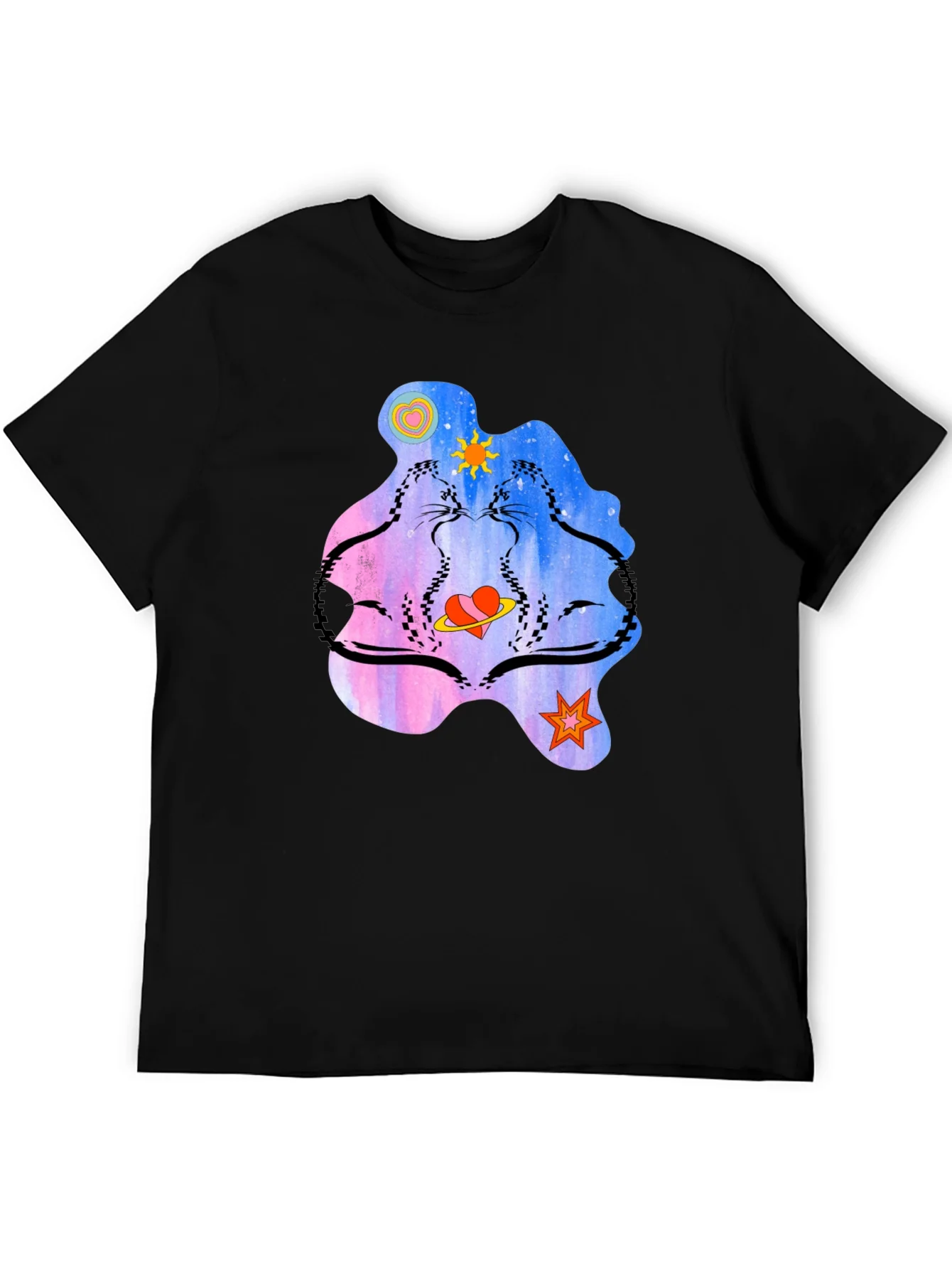 Cosmic Cats Graphic T-Shirt - Black