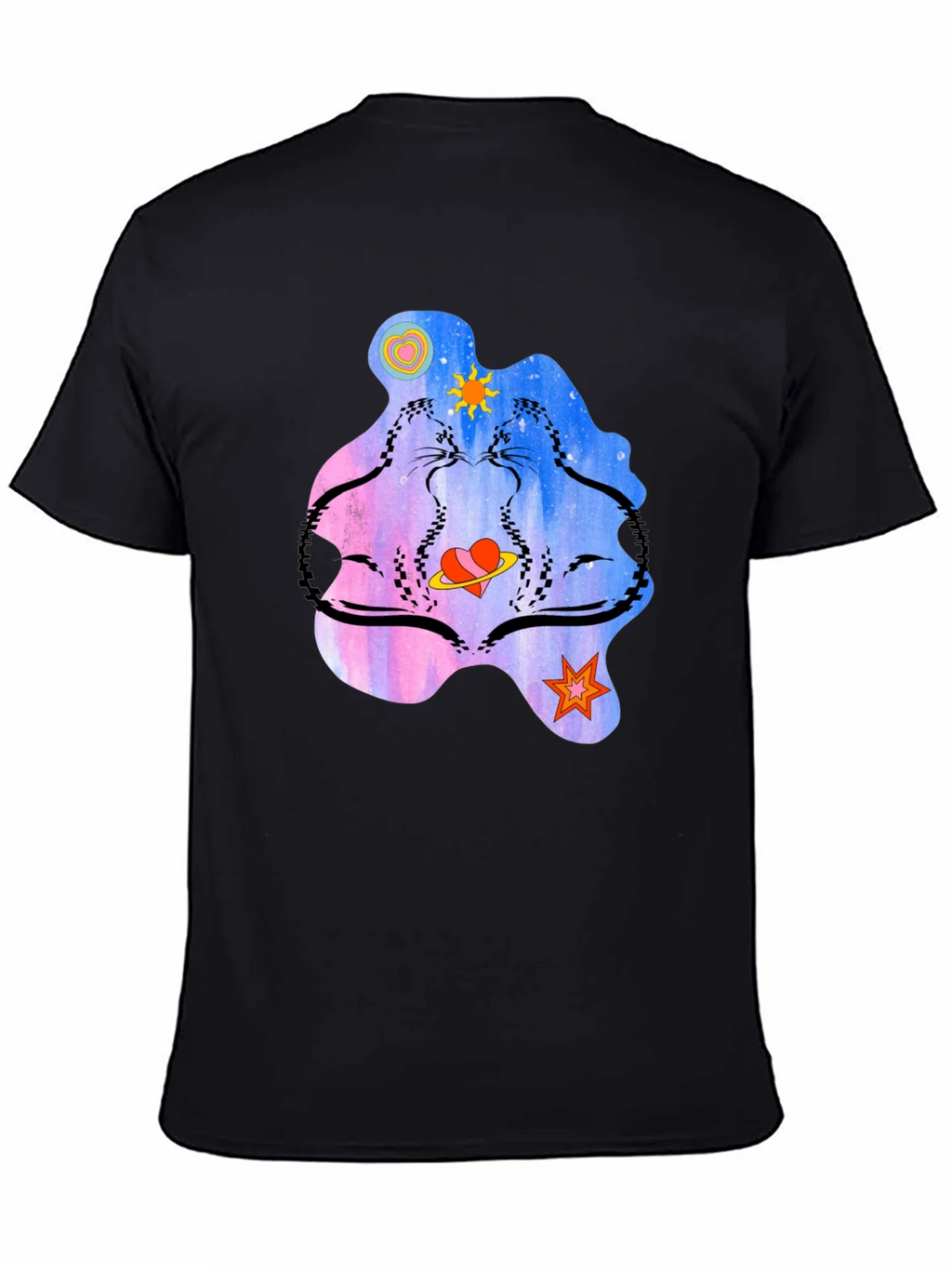 Cosmic Cats Graphic T-Shirt - Black