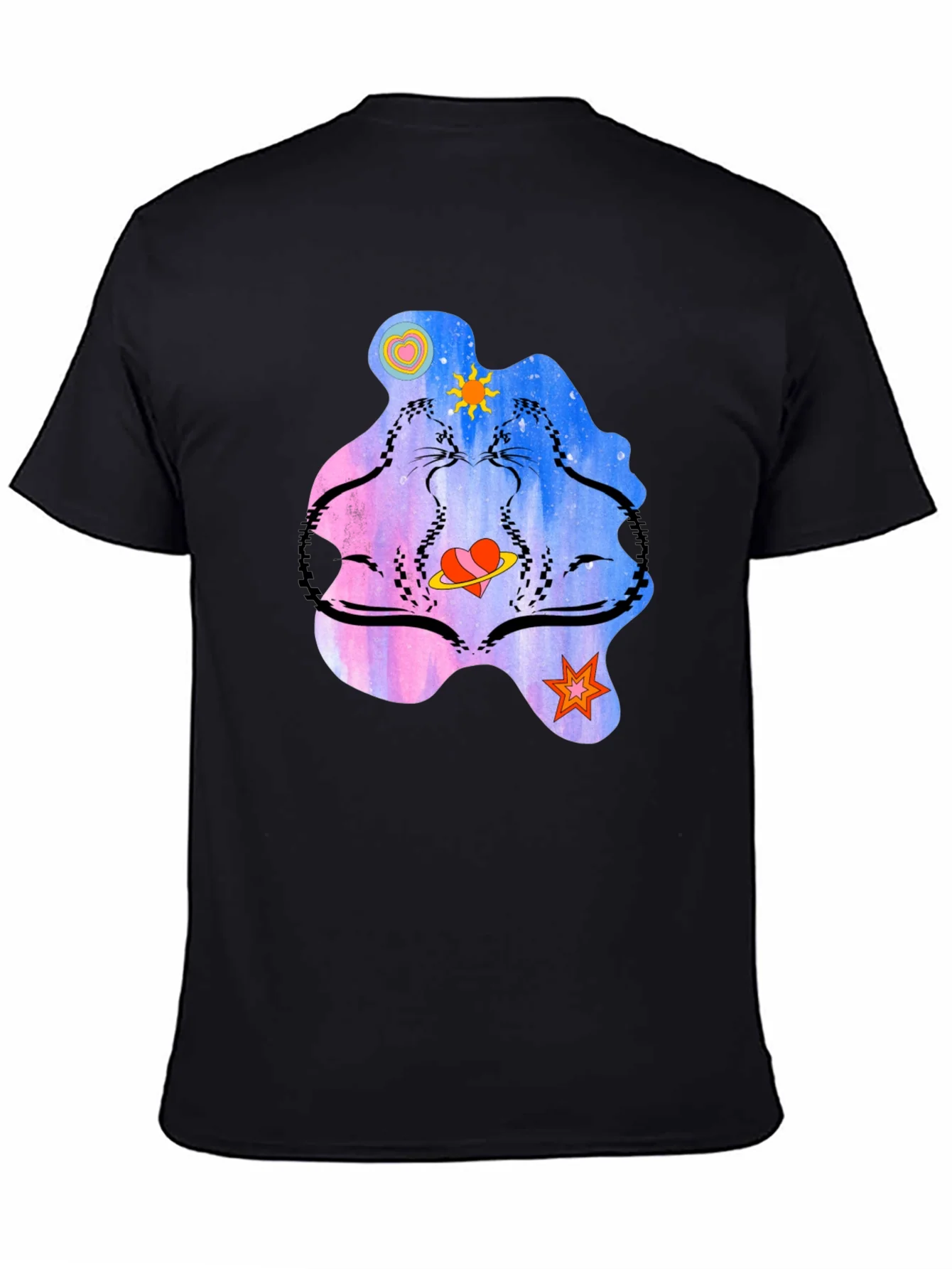 Cosmic Cats Graphic T-Shirt - Black