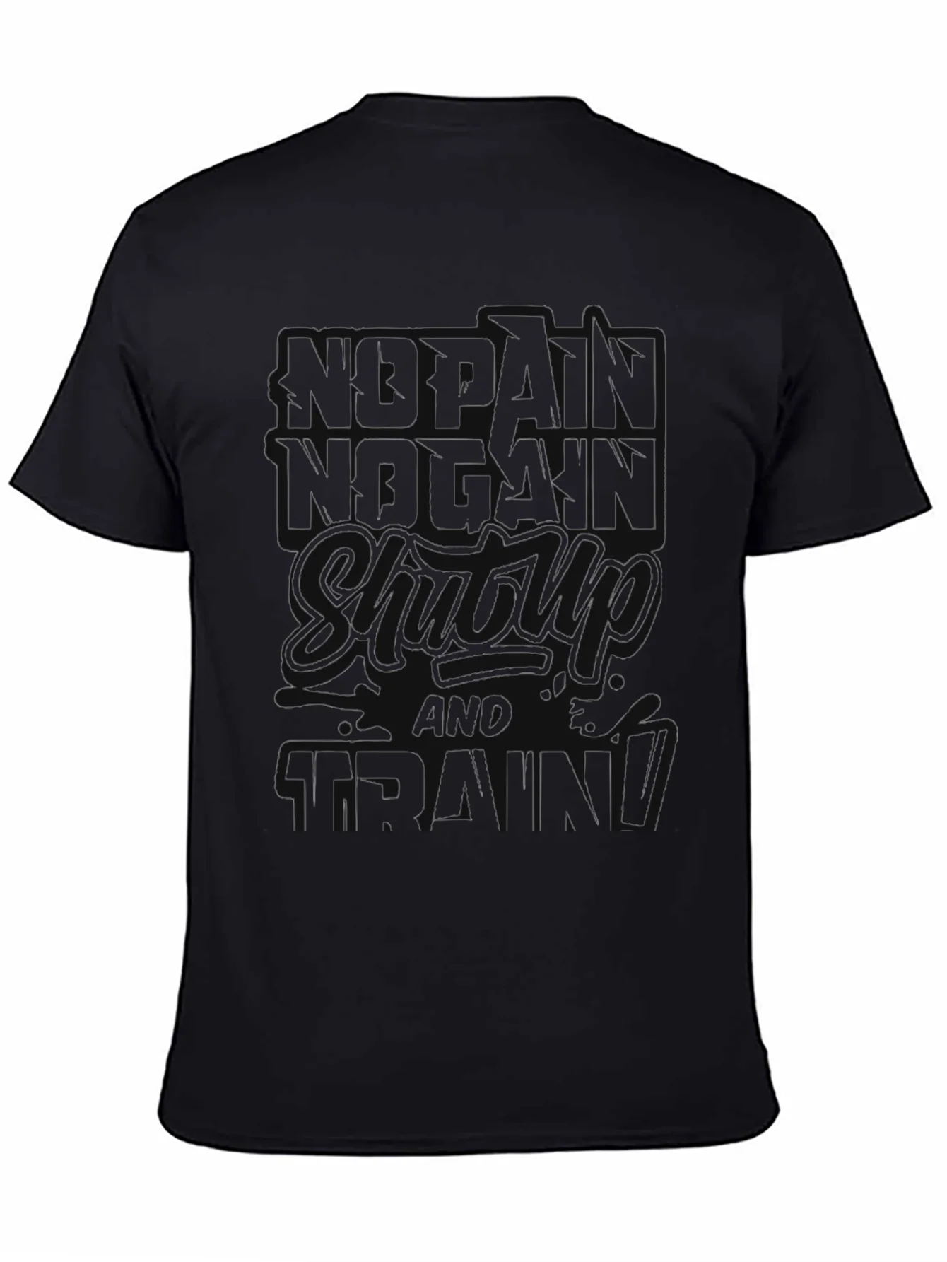 No Pain No Gain Black T-Shirt Workout Motivation