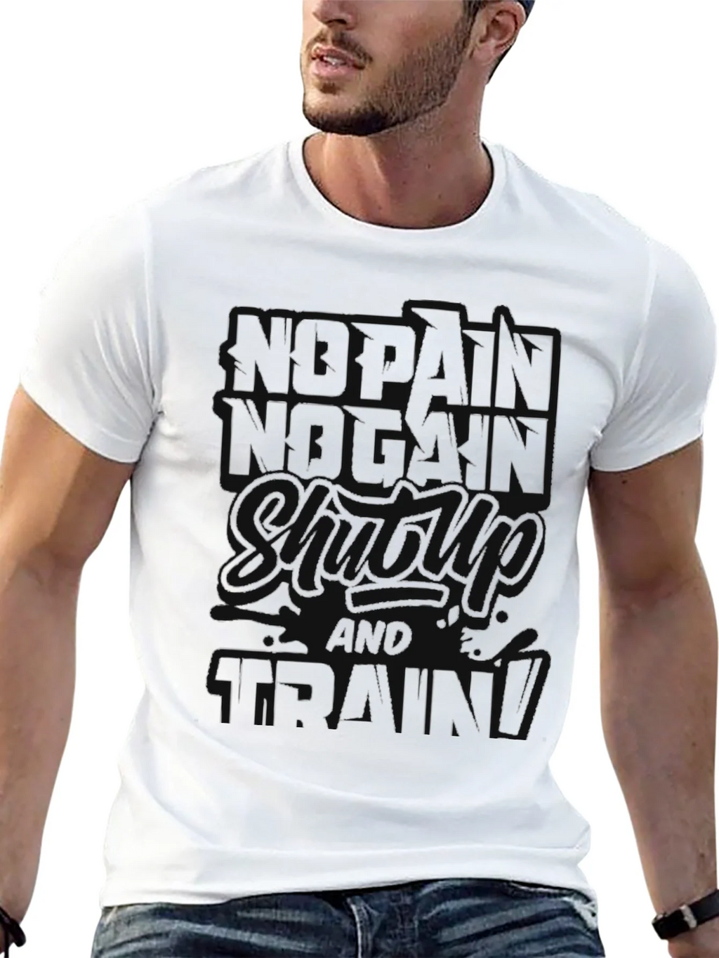 No Pain No Gain Black T-Shirt Workout Motivation
