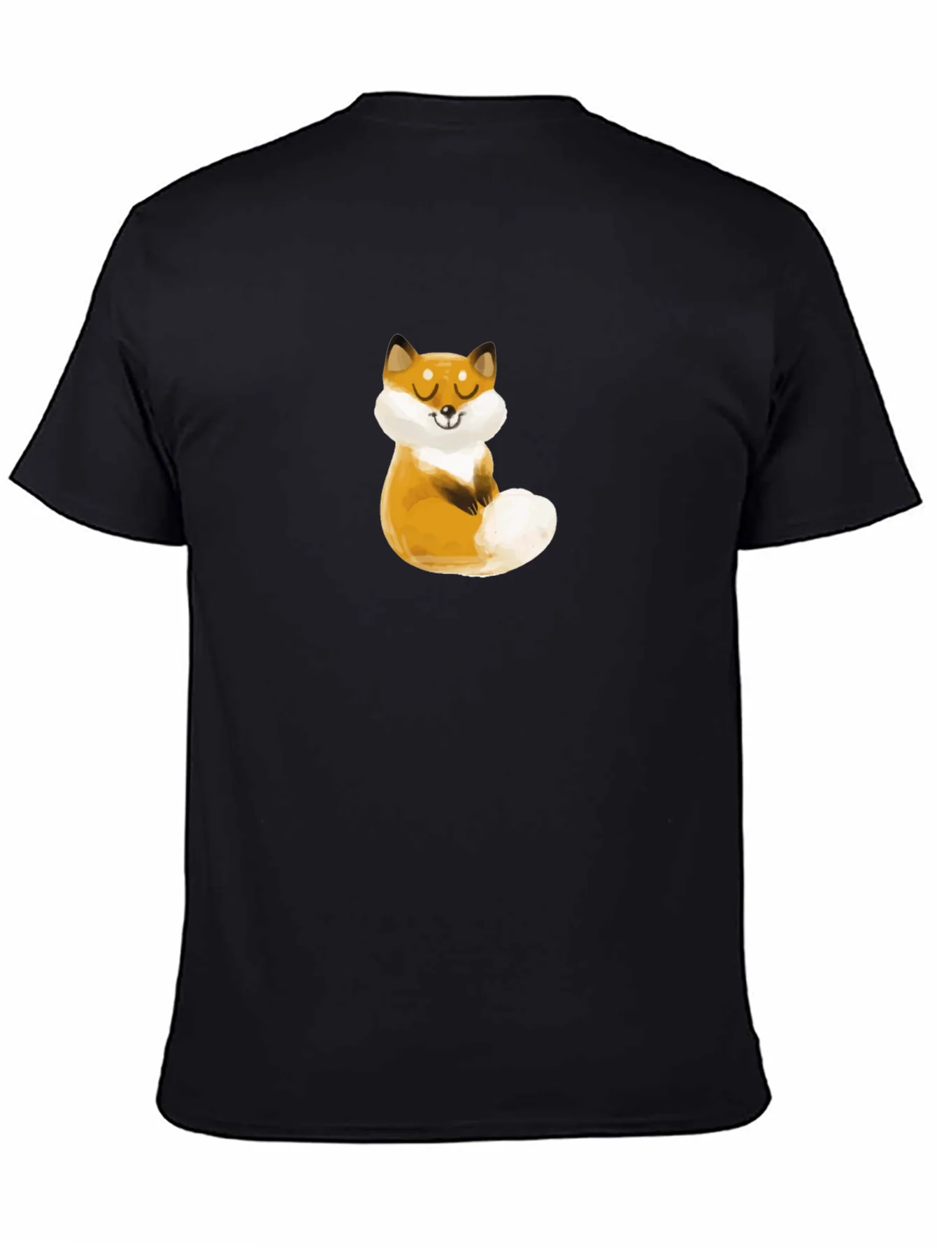 Cute Fox Graphic Black T-Shirt