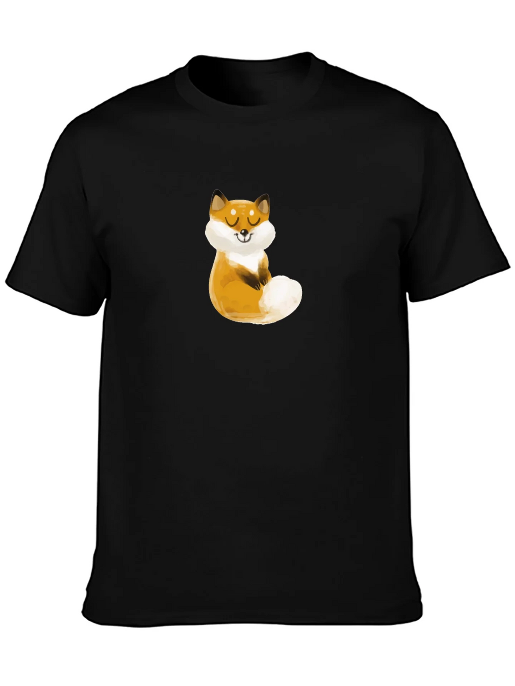 Cute Fox Graphic Black T-Shirt