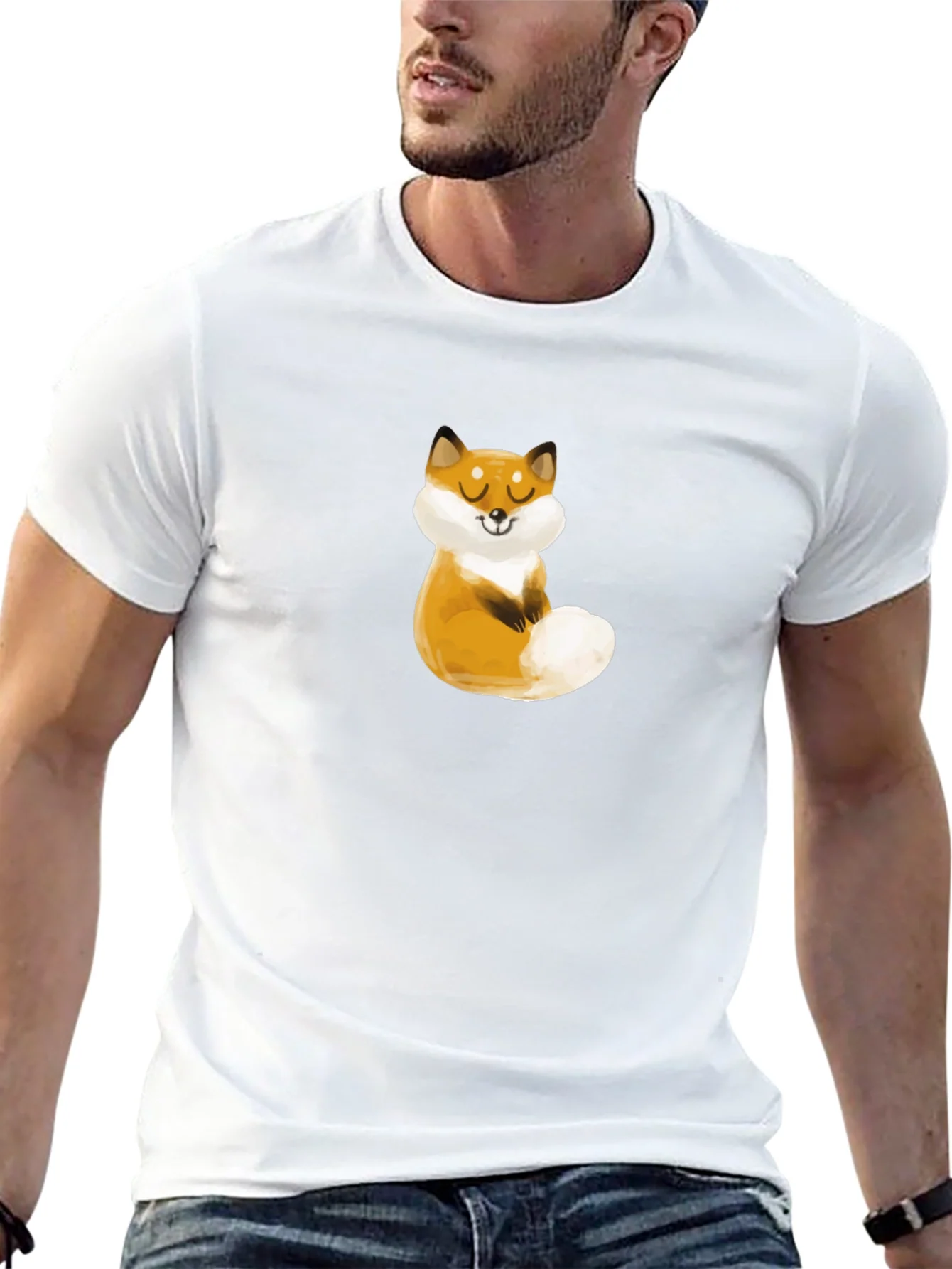 Cute Fox Graphic Black T-Shirt