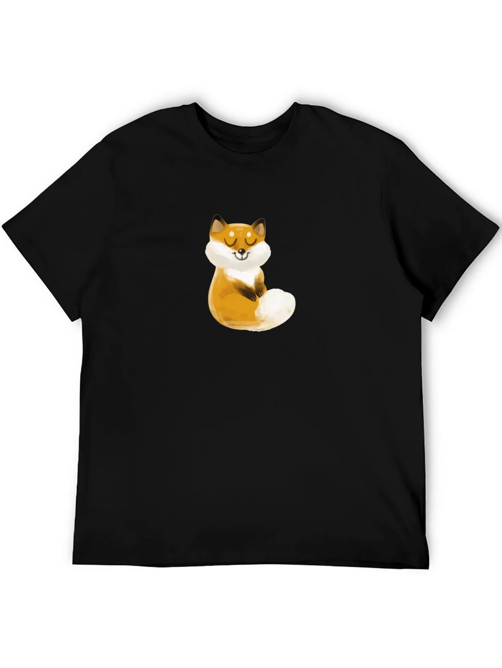 Cute Fox Graphic Black T-Shirt