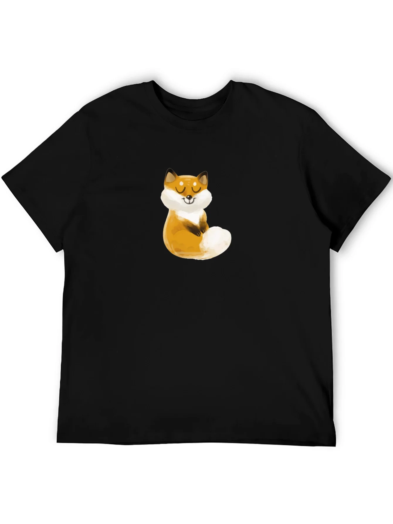 Cute Fox Graphic Black T-Shirt