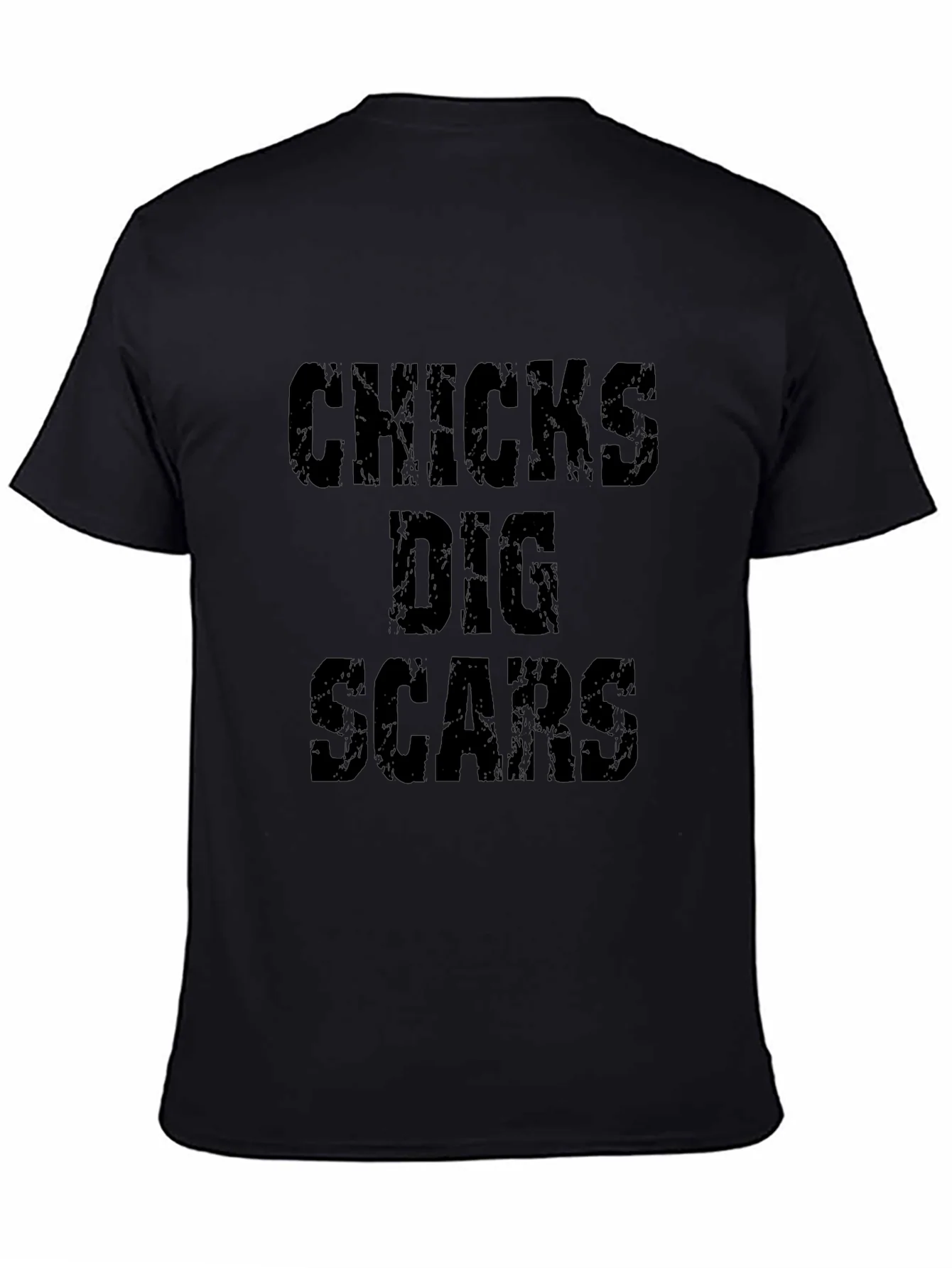 Funny Chicks Dig Scars Graphic Tee - Black Cotton Casual