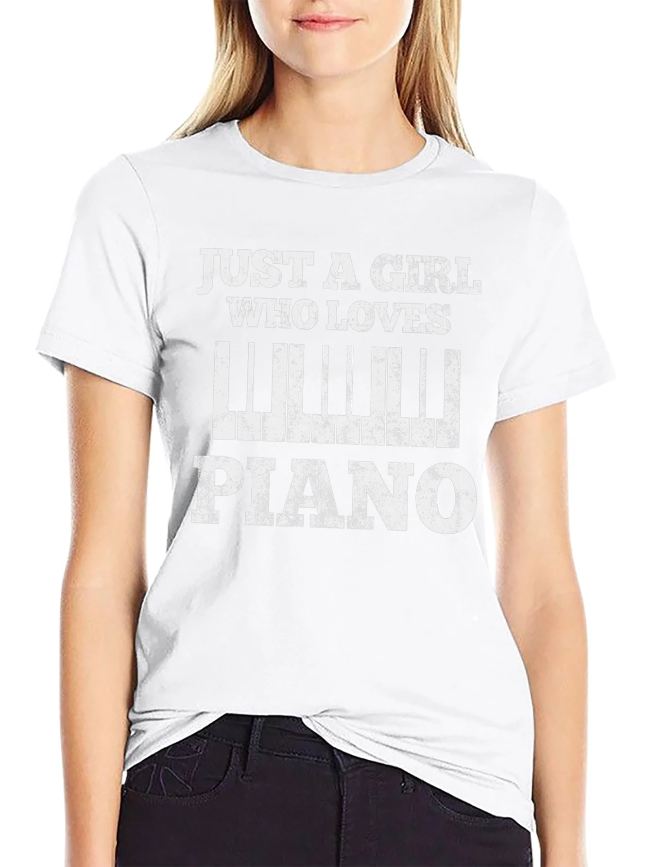 Piano Lover Graphic Tee - Just a Girl Who Loves Piano T-Shirt