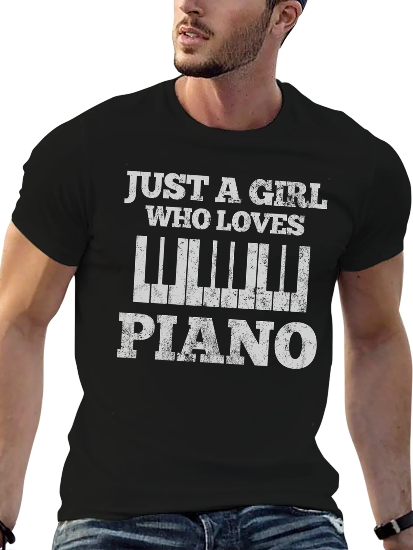 Piano Lover Graphic Tee - Just a Girl Who Loves Piano T-Shirt