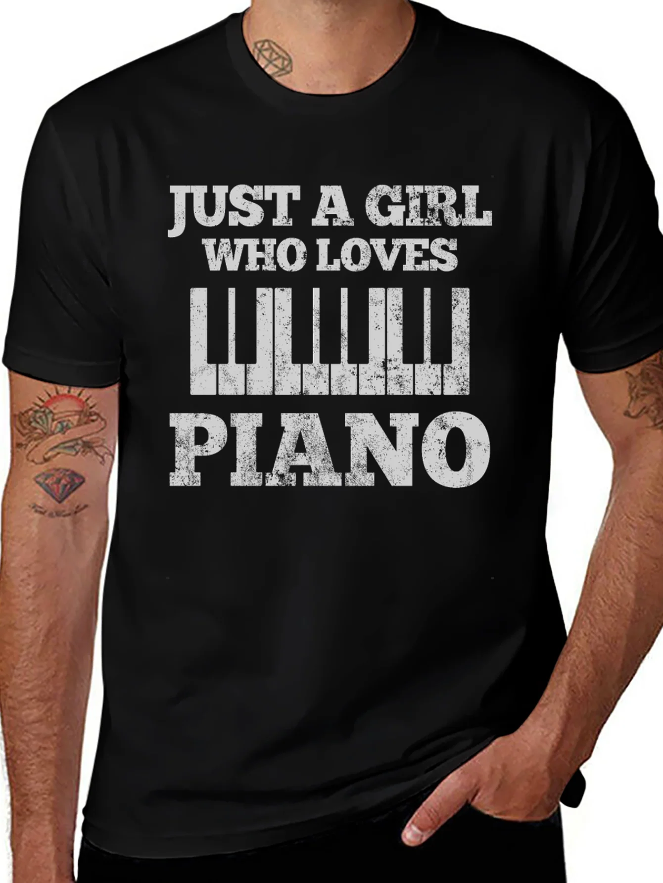 Piano Lover Graphic Tee - Just a Girl Who Loves Piano T-Shirt