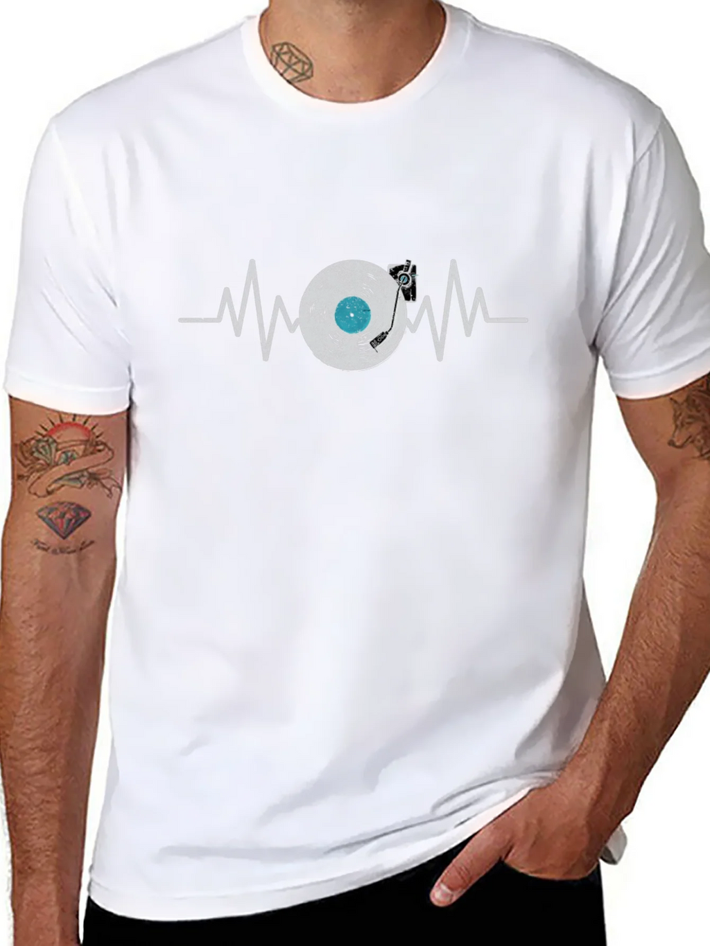 Vinyl Record Heartbeat Graphic Tee