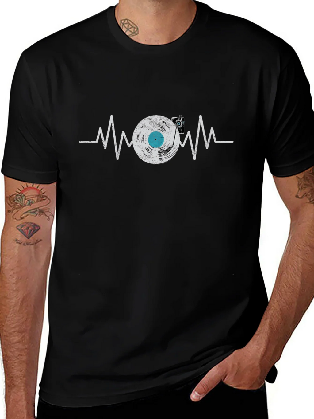 Vinyl Record Heartbeat Graphic Tee