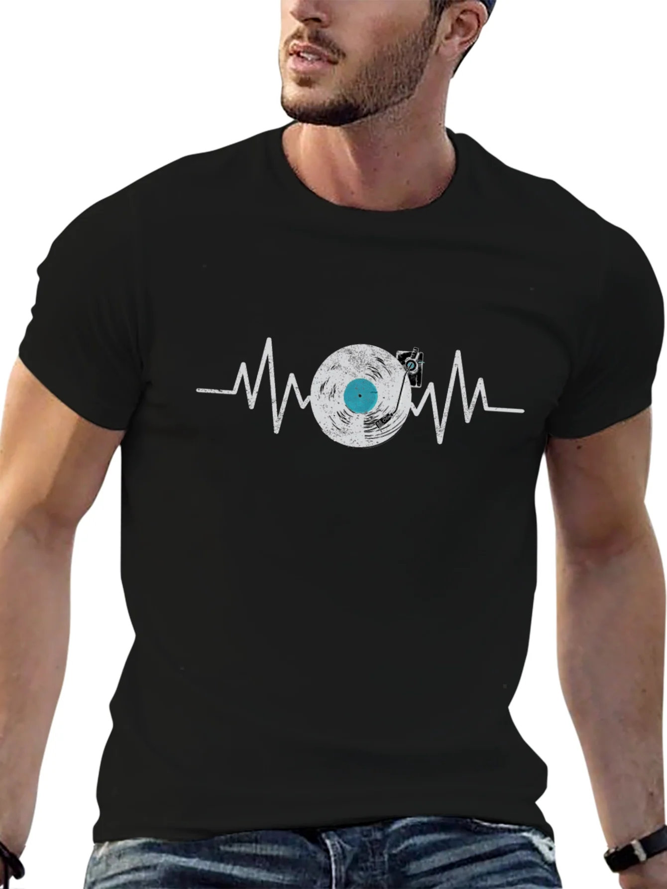 Vinyl Record Heartbeat Graphic Tee